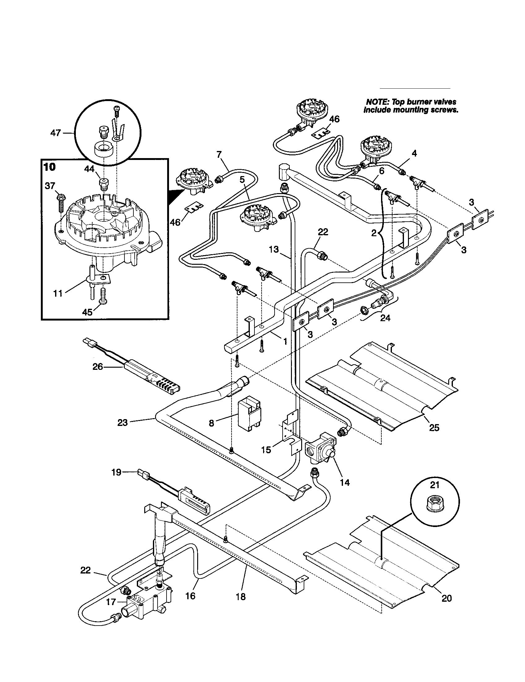 Tappan TGF355BHDC burner diagram