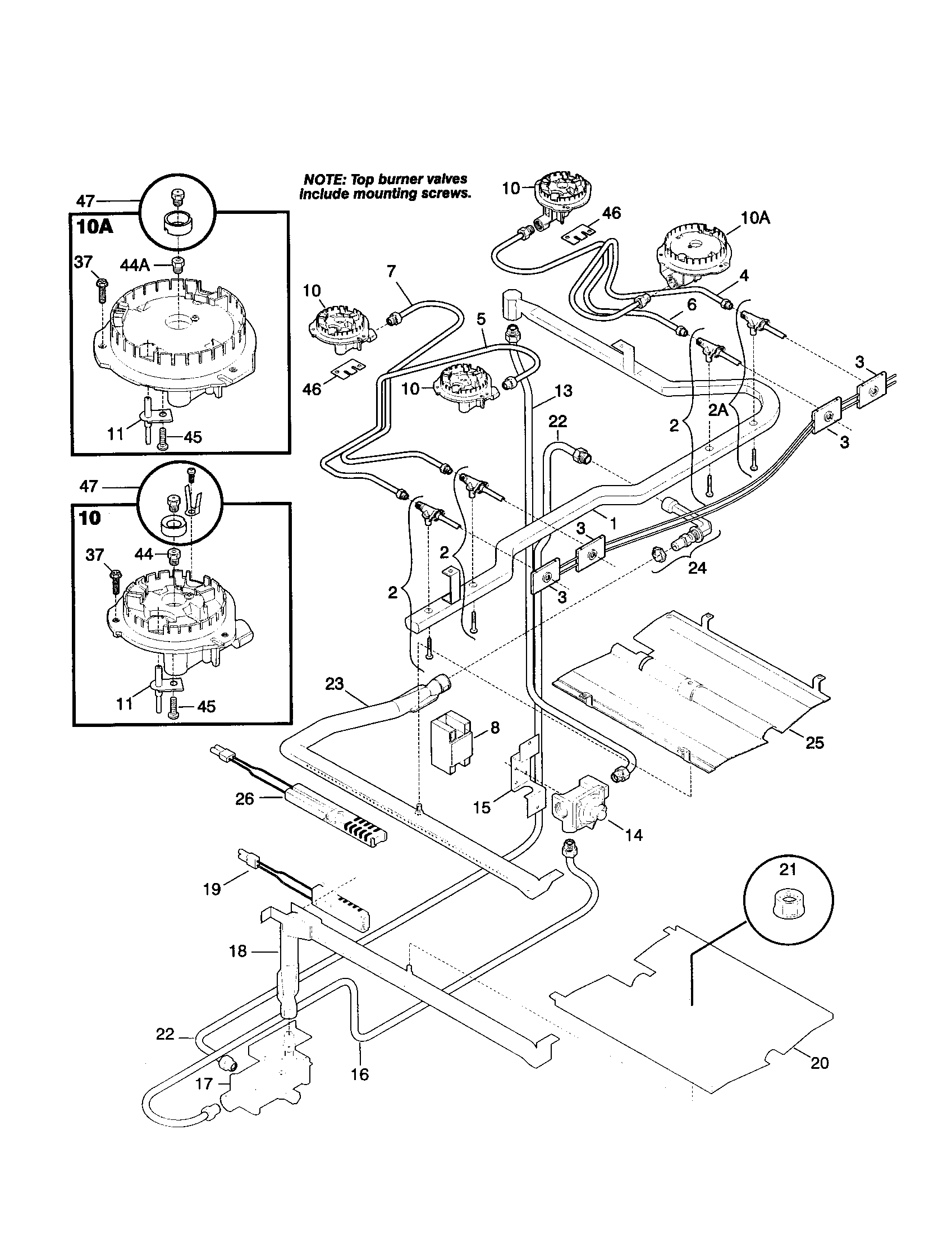 Tappan TGF365CHTC burner diagram