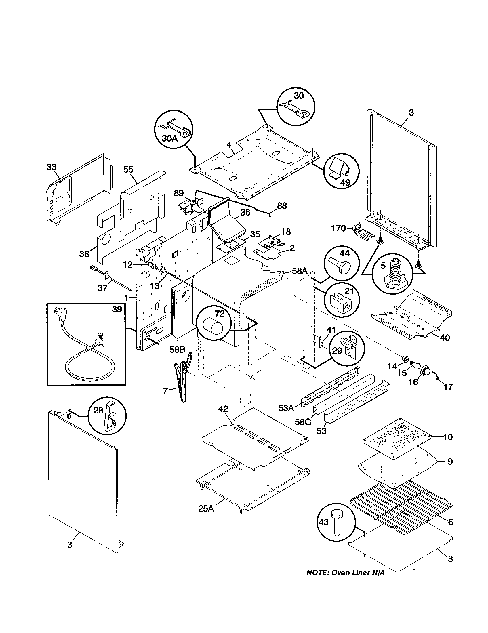 Tappan TGF365CHTC body diagram