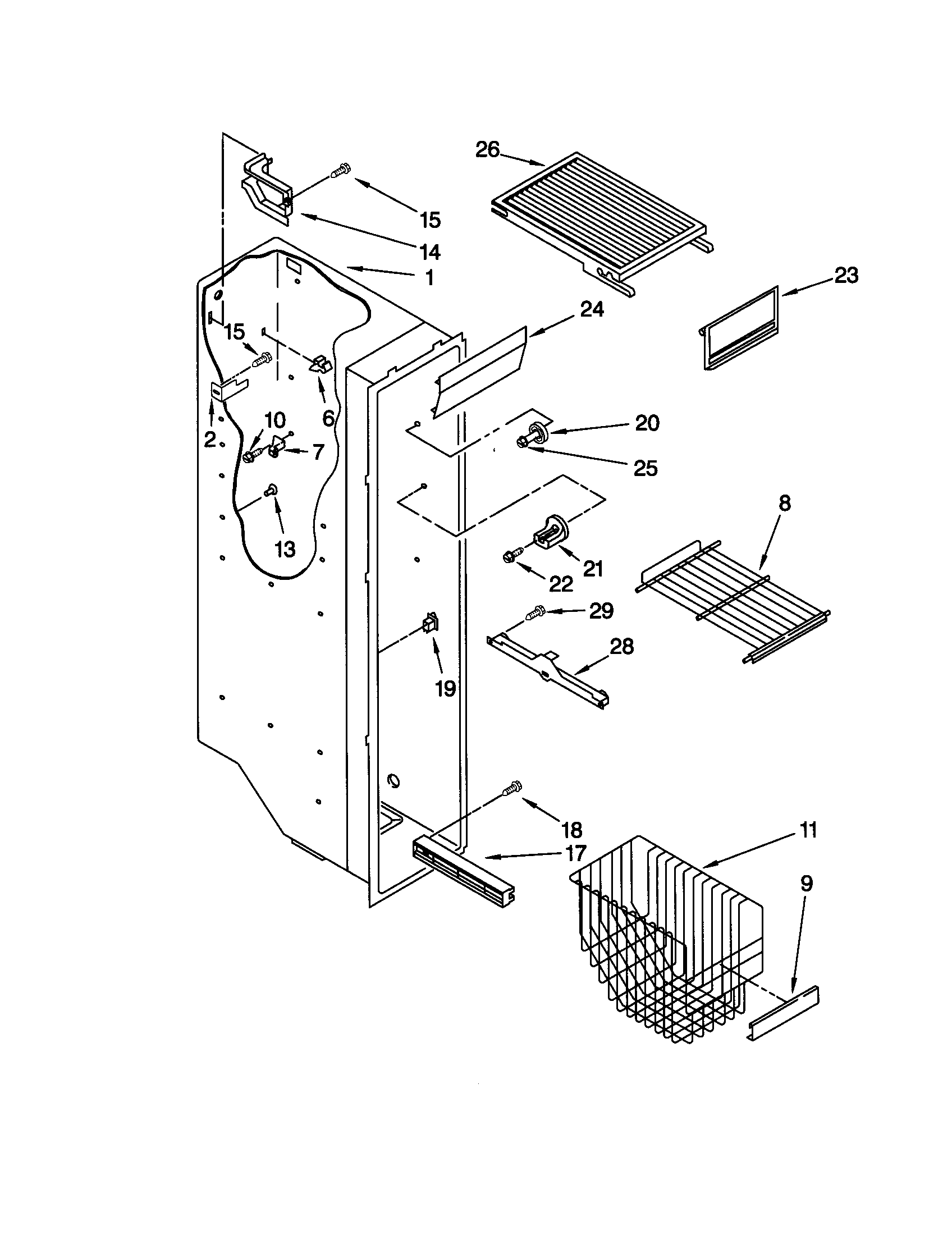 Kenmore 10650542000 freezer liner diagram
