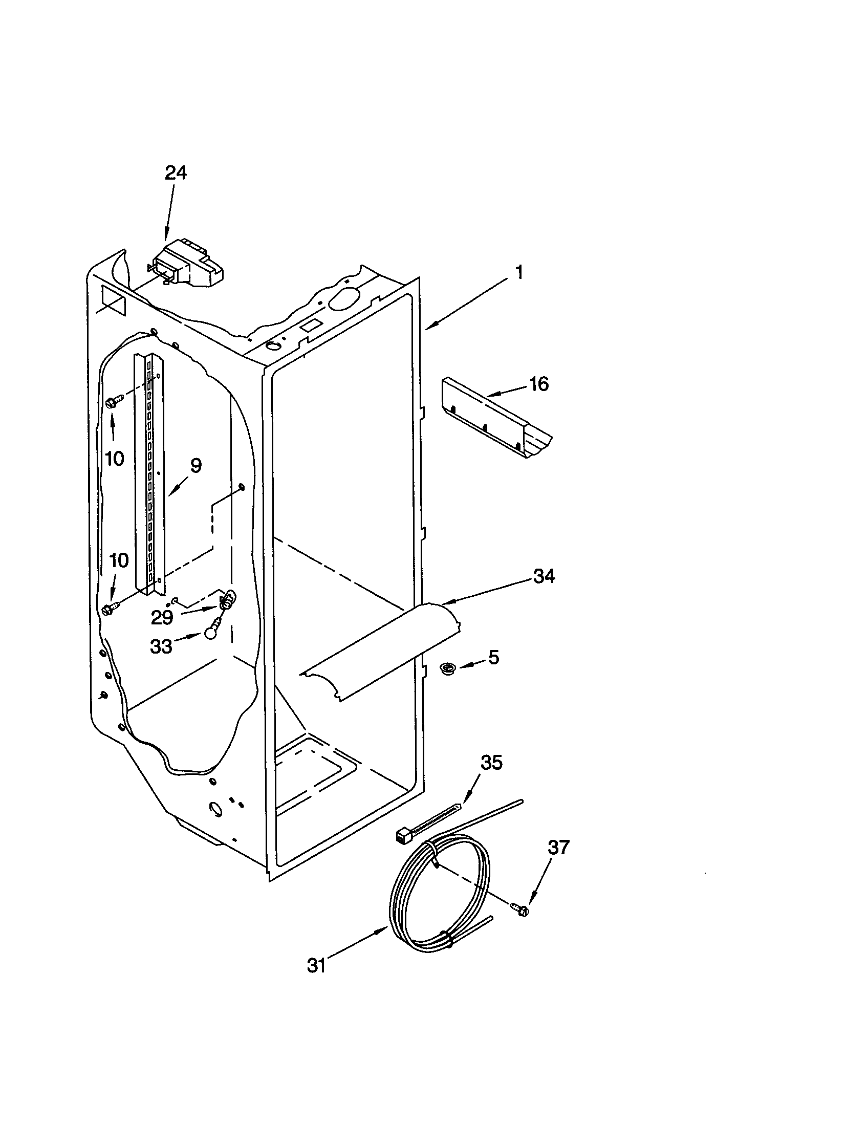 Whirlpool GD25SFCHS10 refrigerator liner diagram