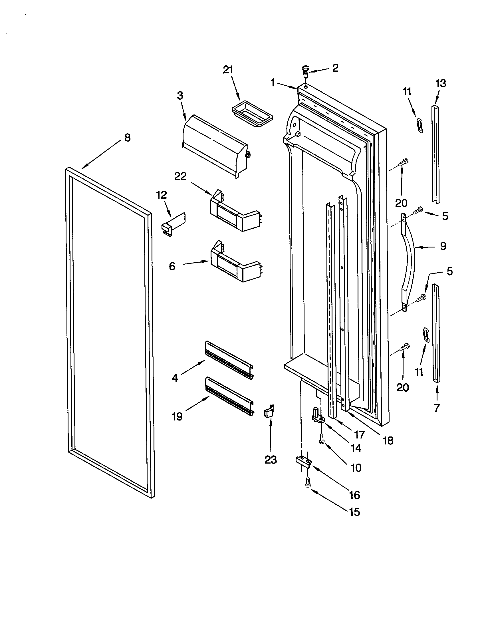 Whirlpool GD25SFCHS10 refrigerator door diagram
