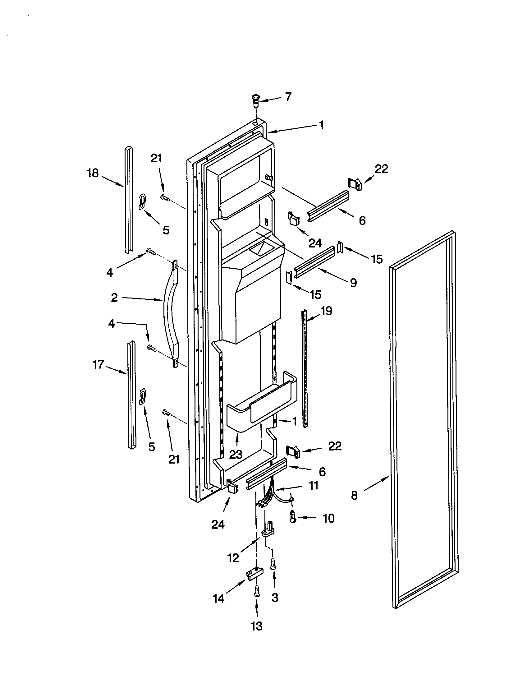 Whirlpool GD25SFCHS10 freezer door diagram