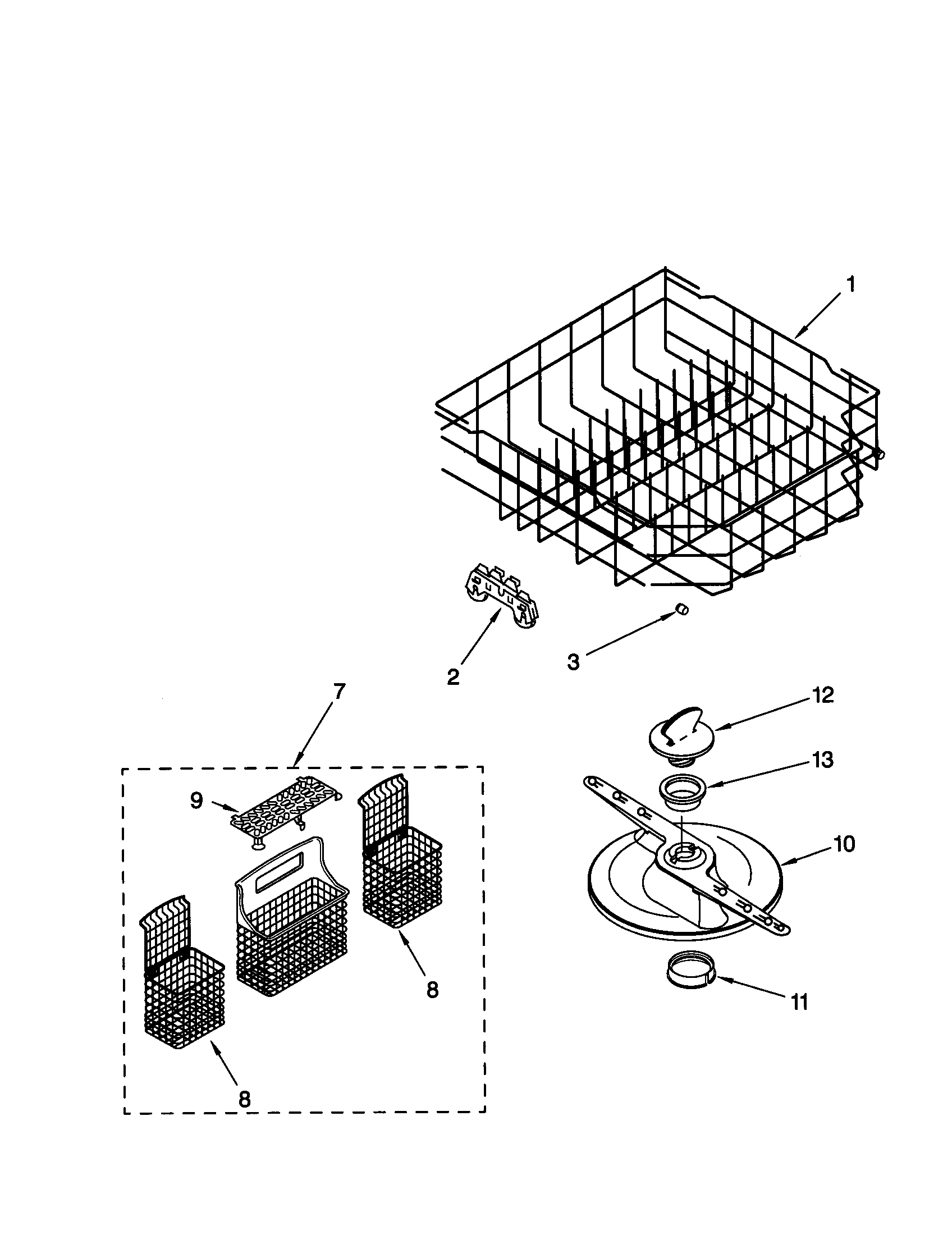 Kenmore 66516624000 lower dishrack diagram