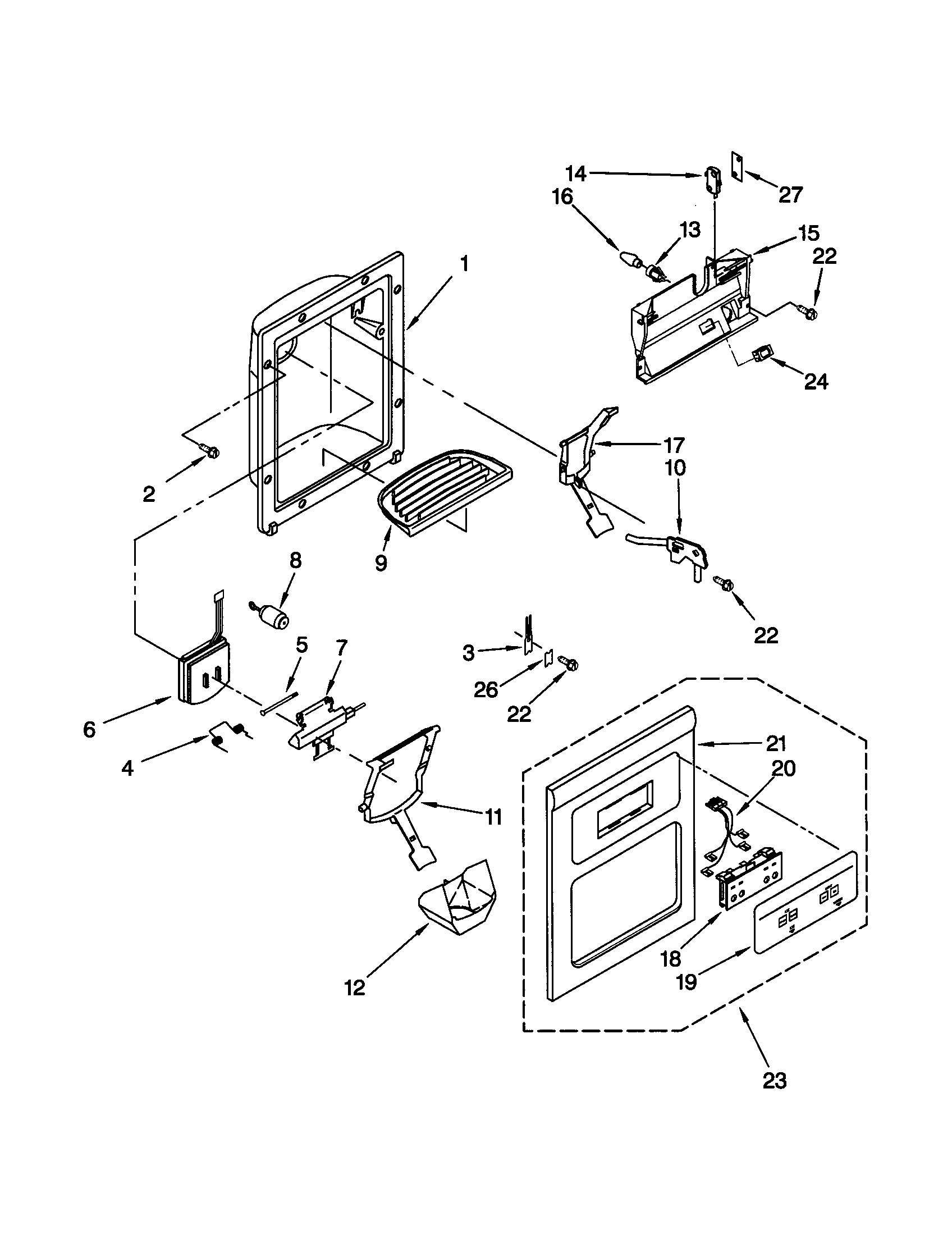 Kenmore 10650032003 dispenser front diagram