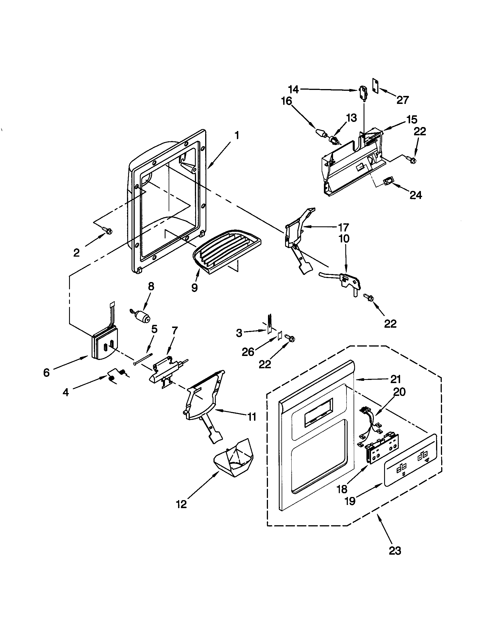 Kenmore 10650022003 dispenser front diagram