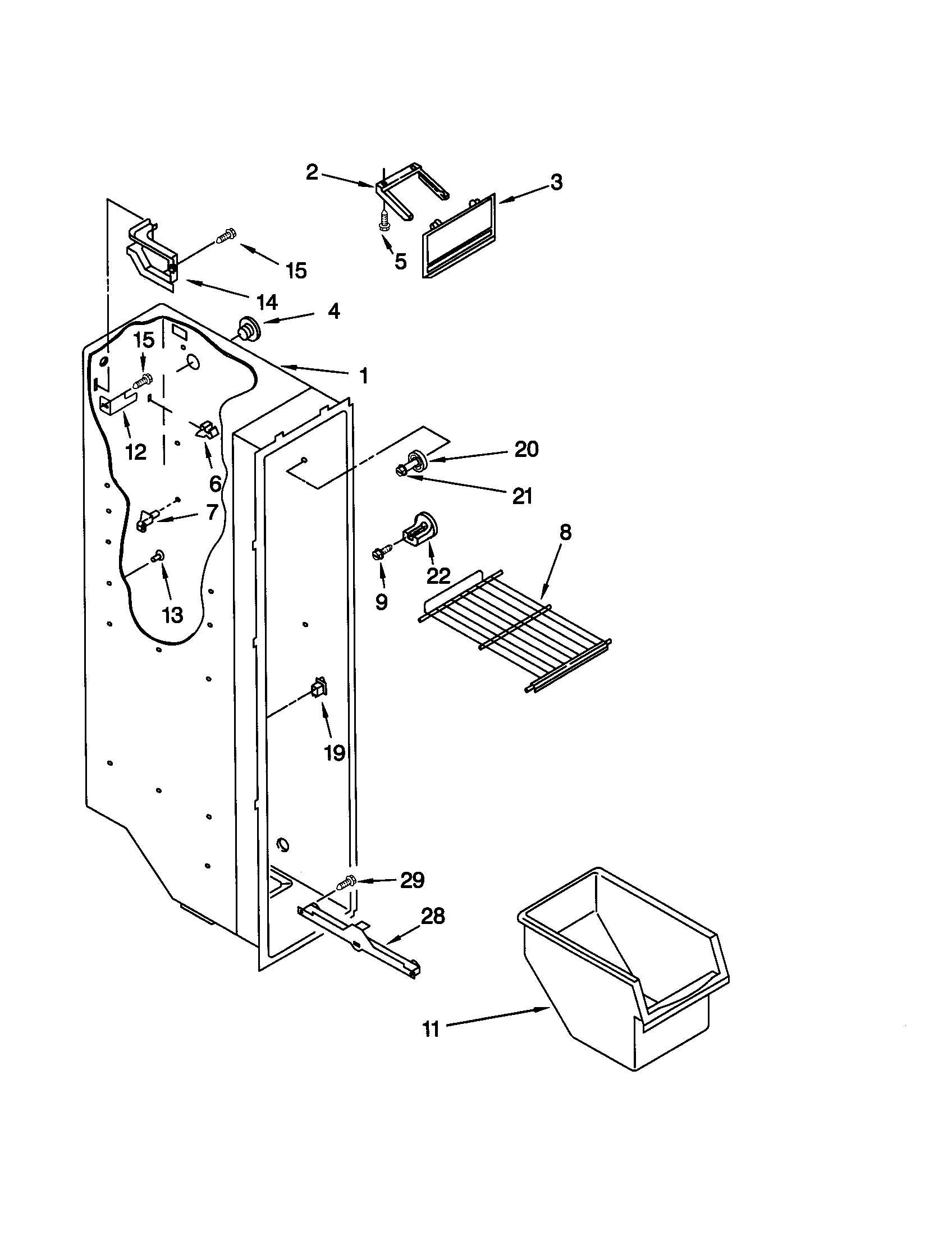 Kenmore 10659085893 freezer liner diagram
