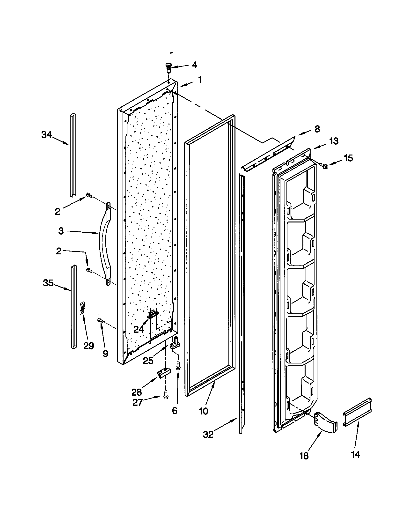 Kenmore 10648067893 freezer door diagram