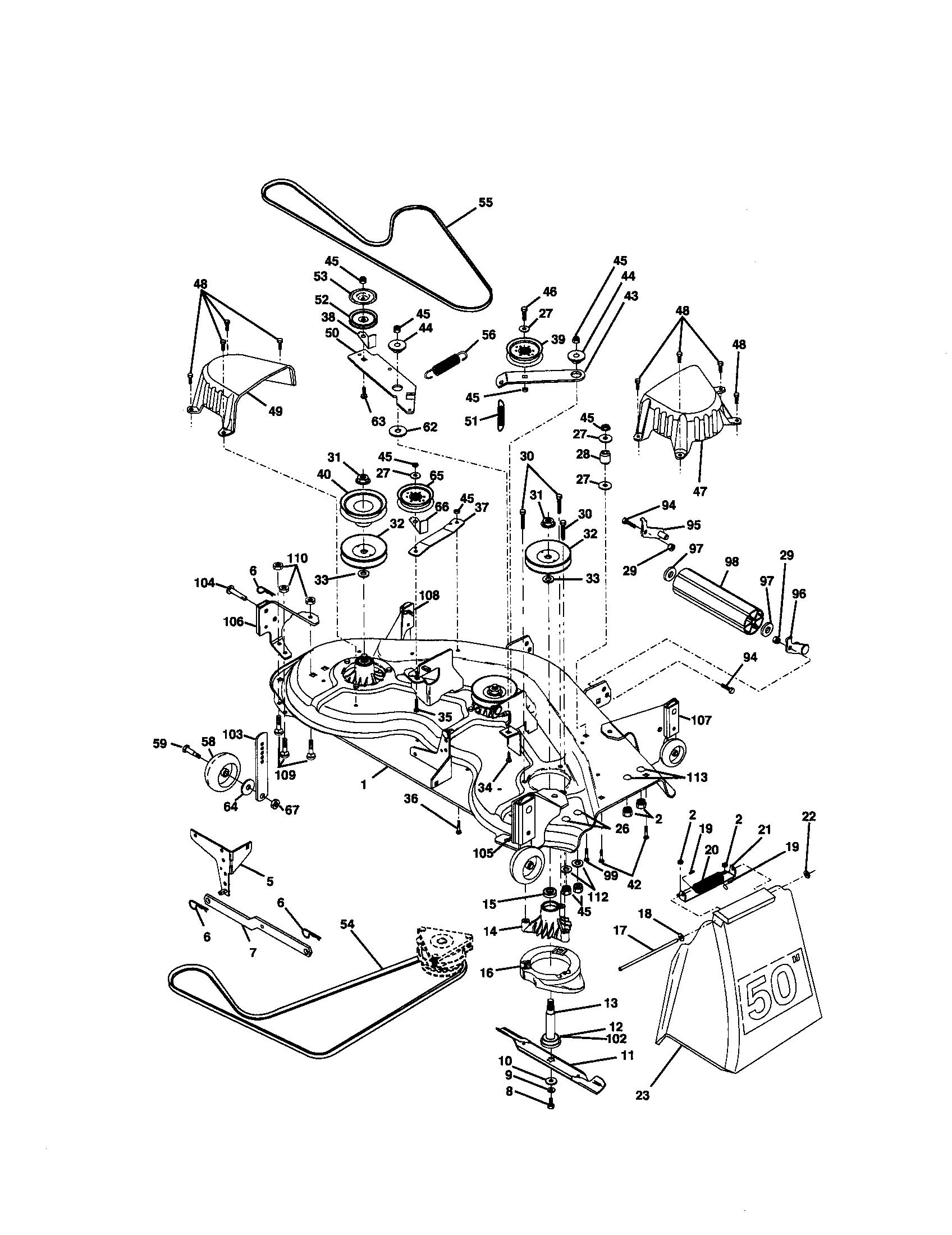 Craftsman 9172734401 mower deck diagram