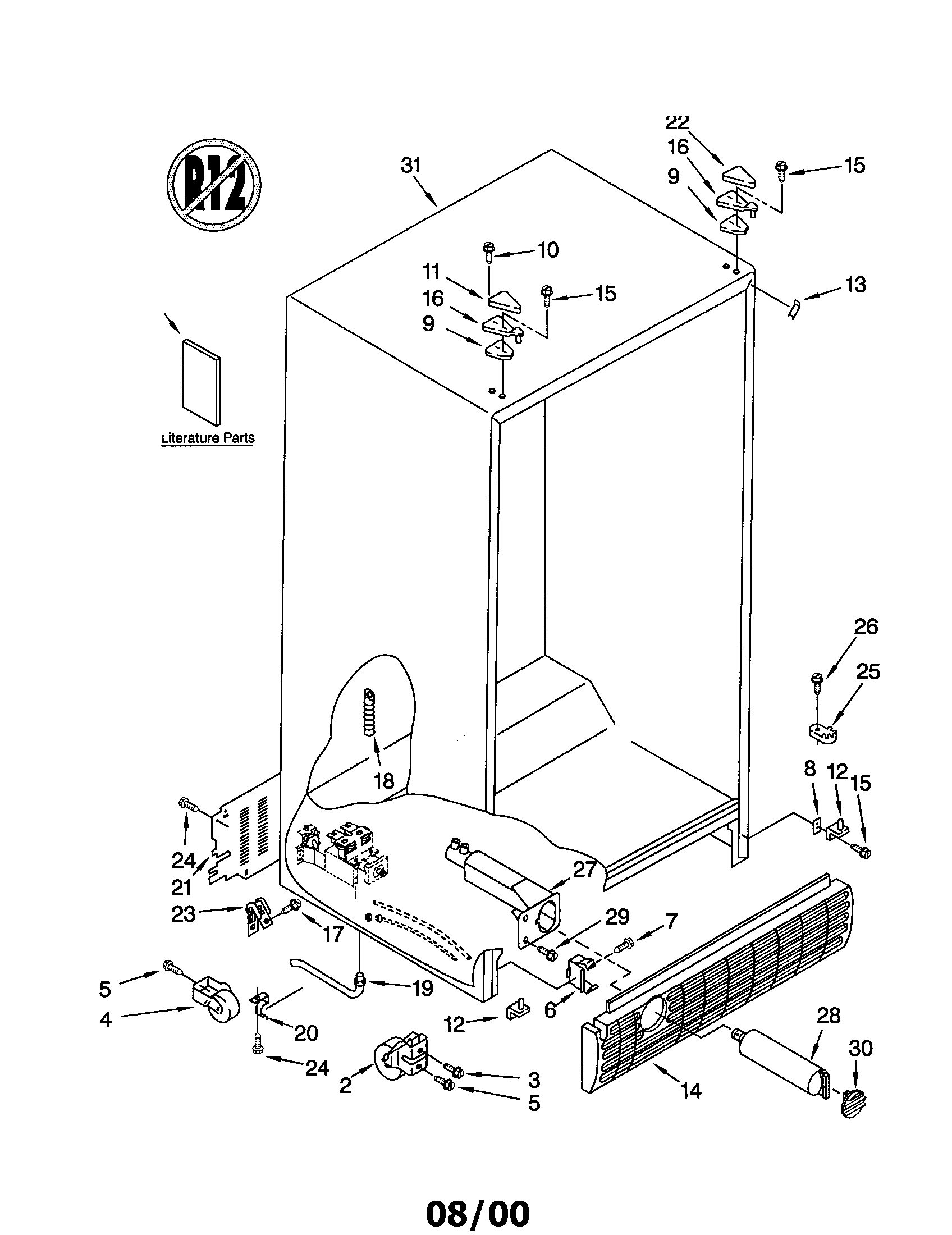KitchenAid KSRE25FHBT01 cabinet diagram