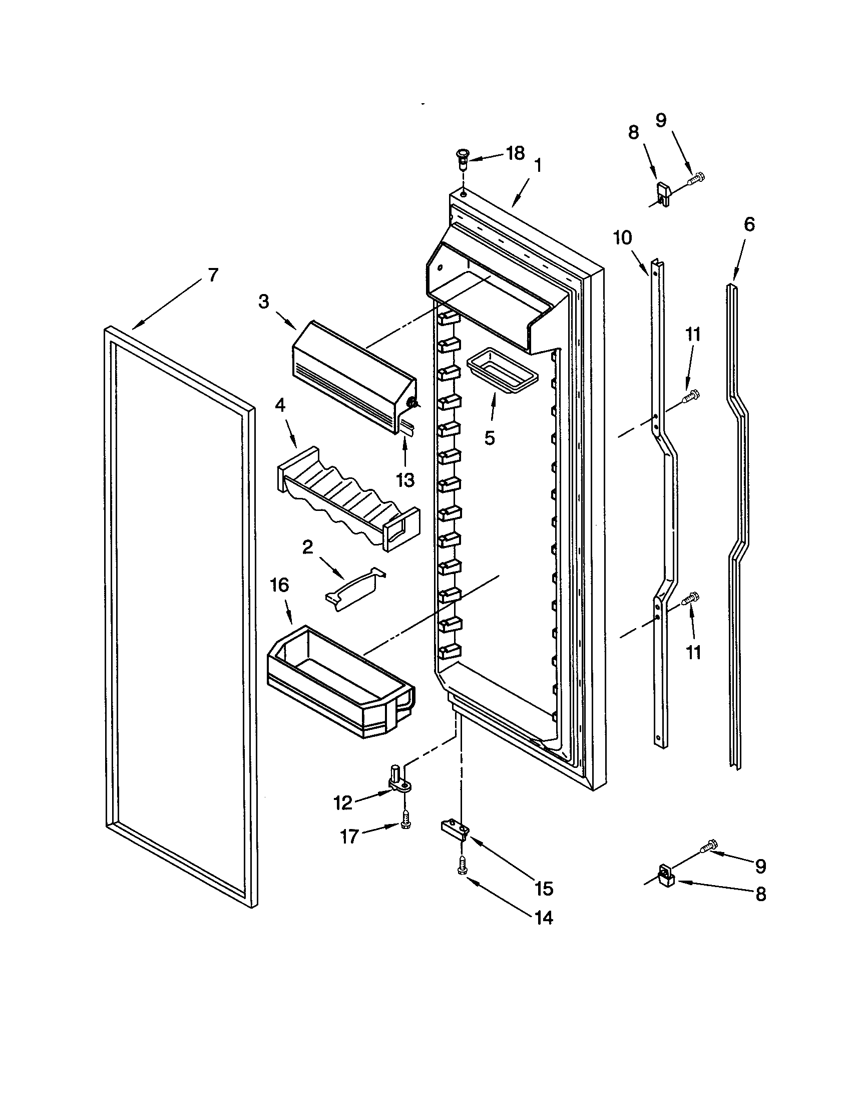 KitchenAid KSRE25FHBT01 refrigerator door diagram