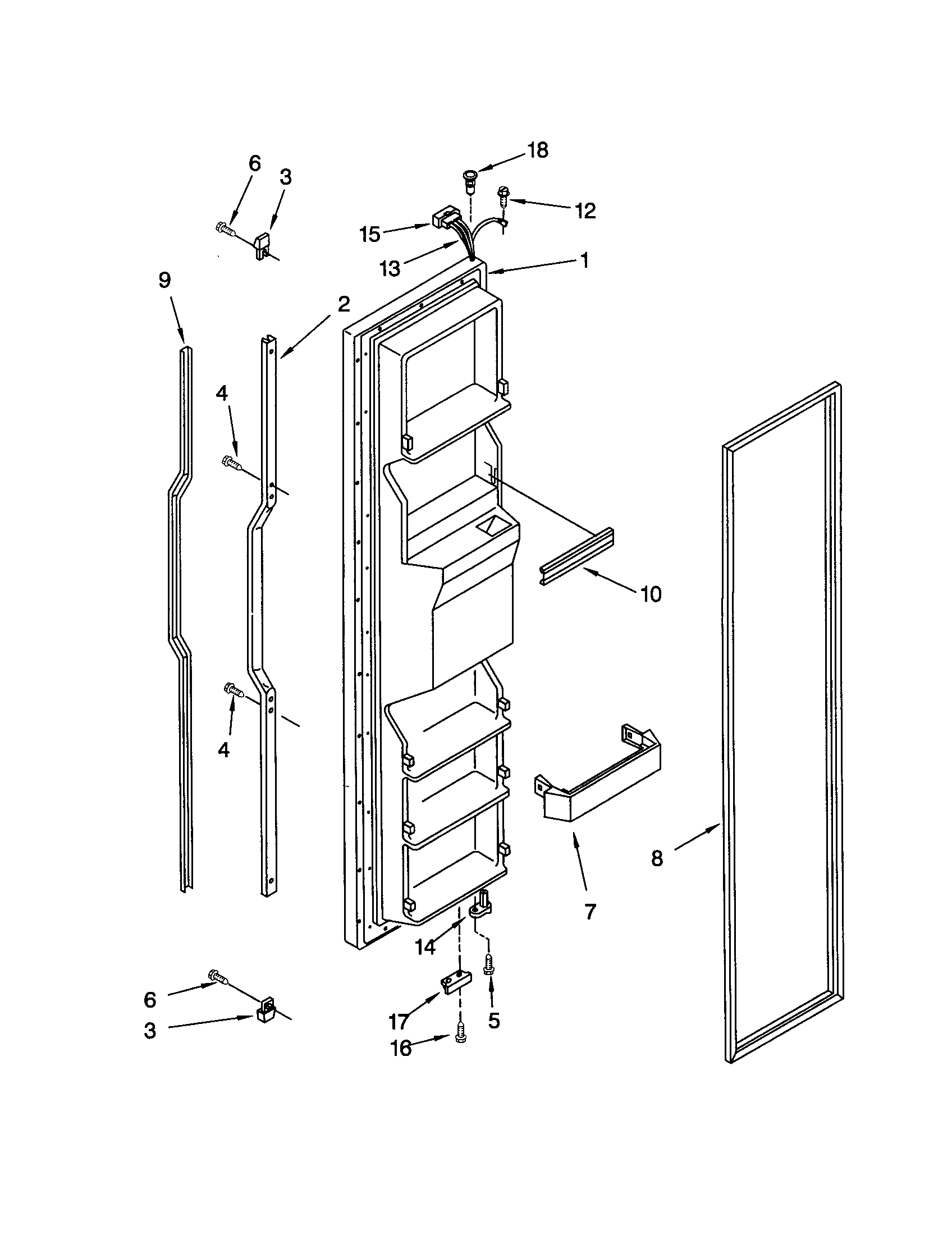 KitchenAid KSRE25FHBT01 freezer door diagram