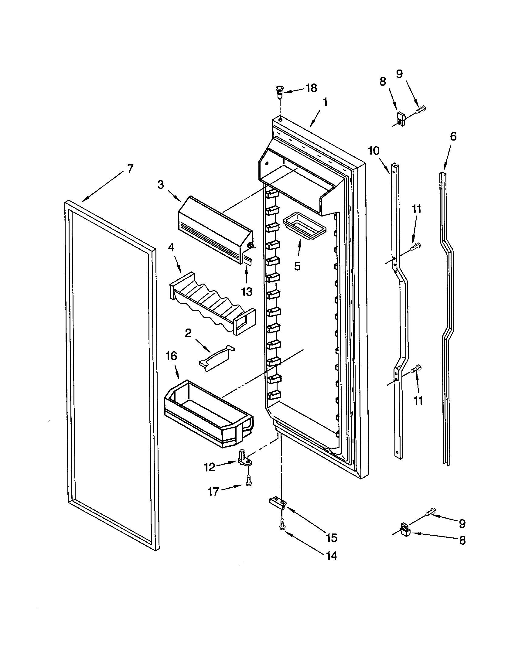 KitchenAid KSRE27FHWH01 refrigerator door diagram