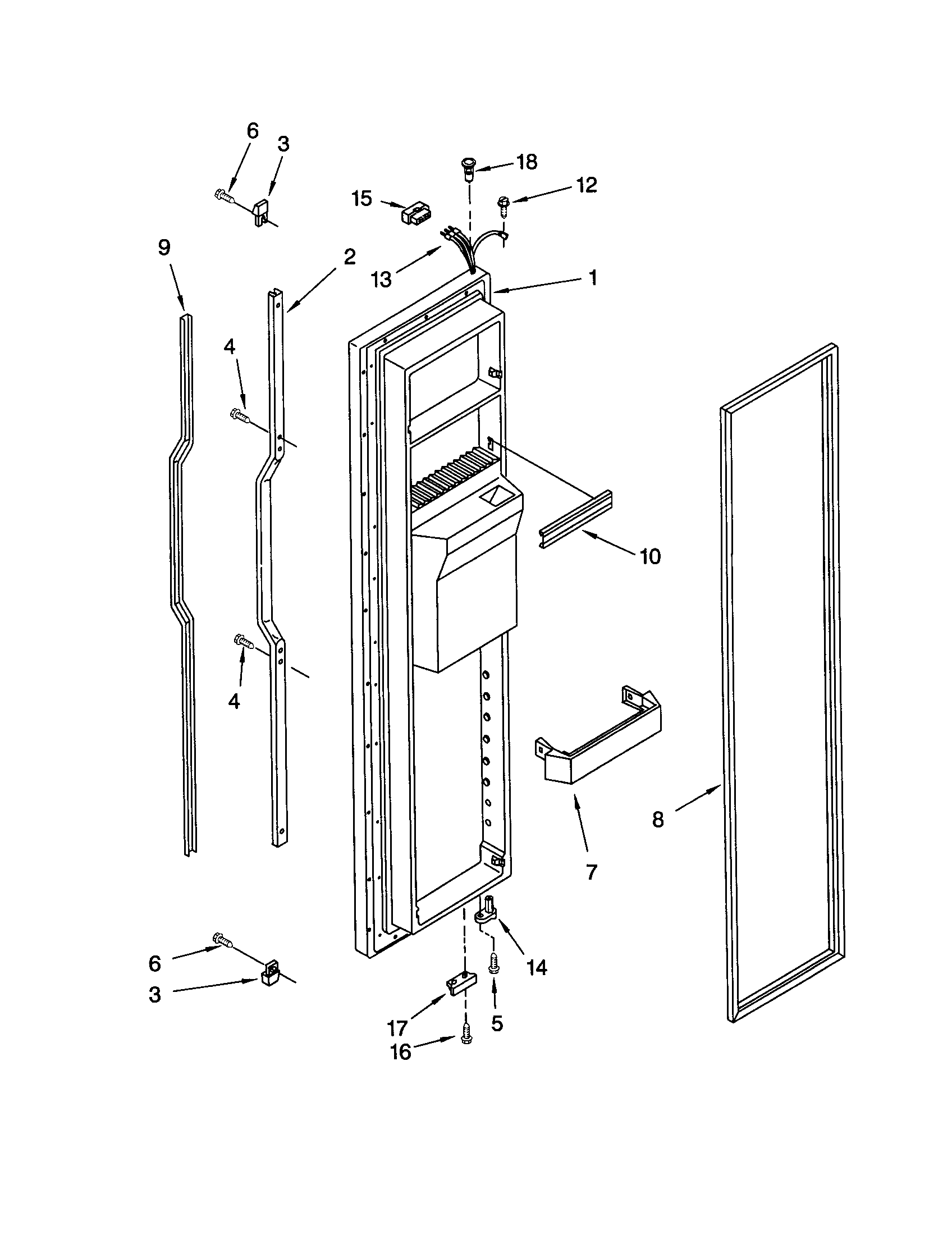 KitchenAid KSRE27FHWH01 freezer door diagram