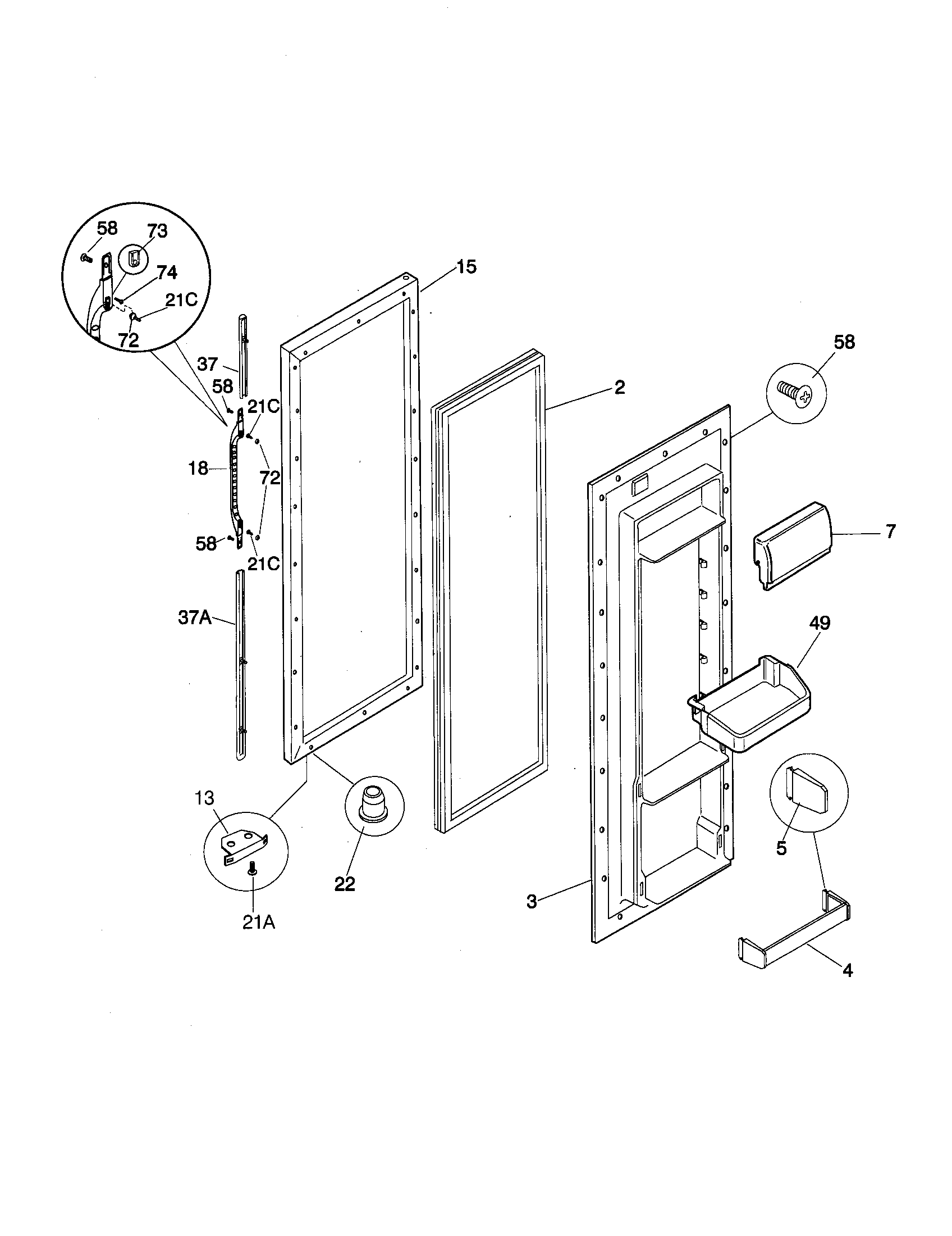 Kenmore 25358087899 refrigerator door diagram