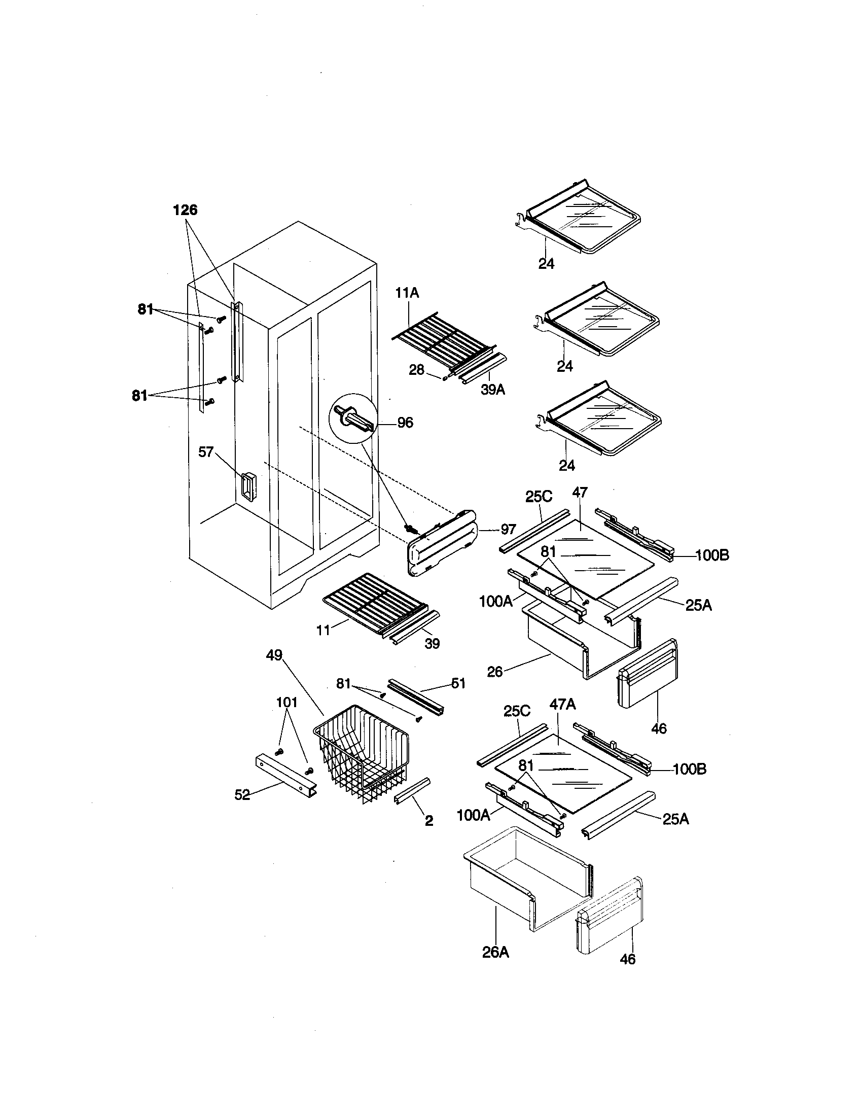 Kenmore 25358087899 shelves diagram