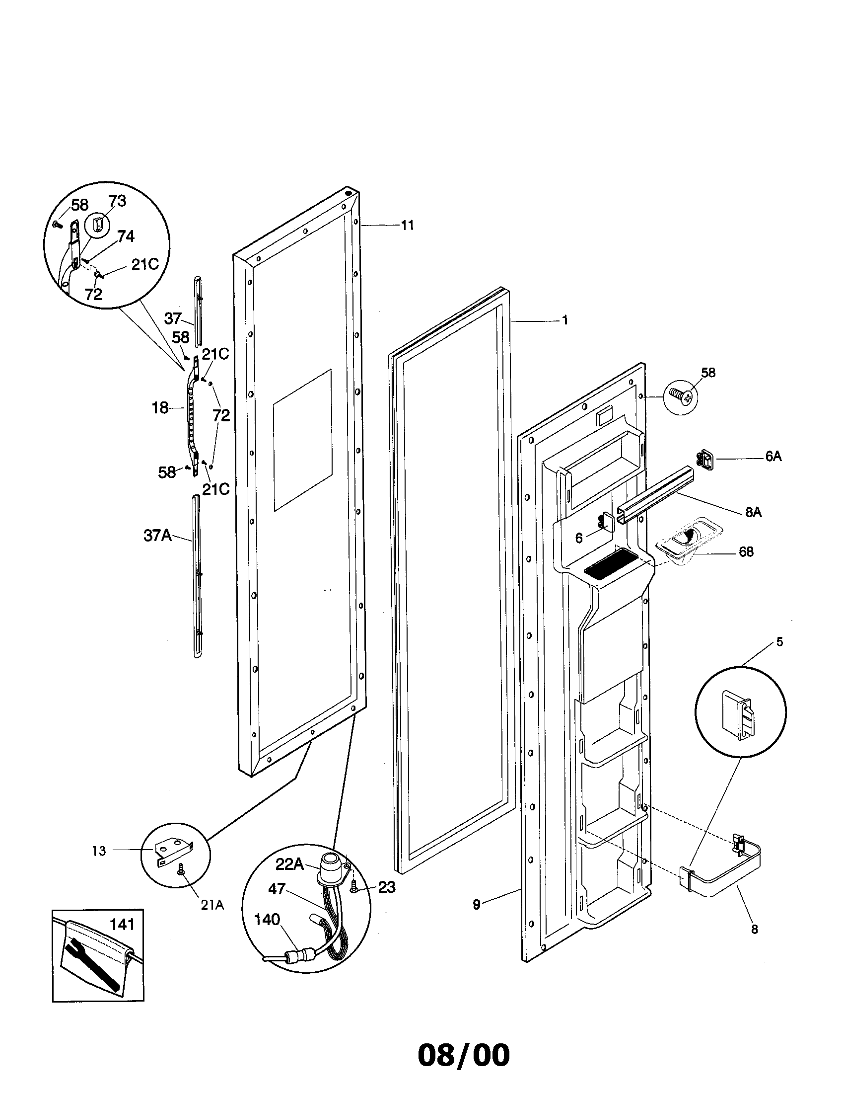 Kenmore 25350684000 freezer door diagram
