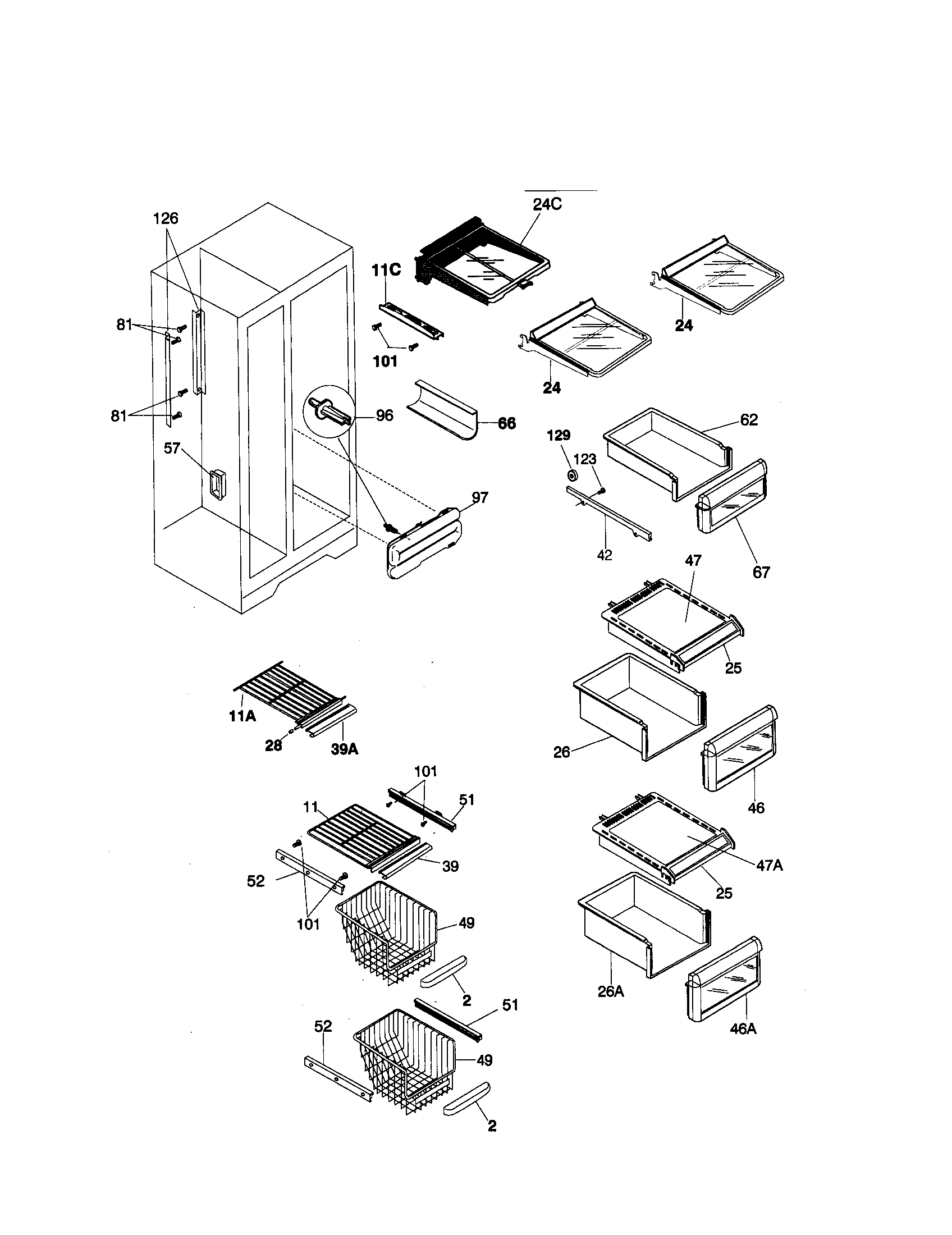 Kenmore 25350684000 shelves diagram