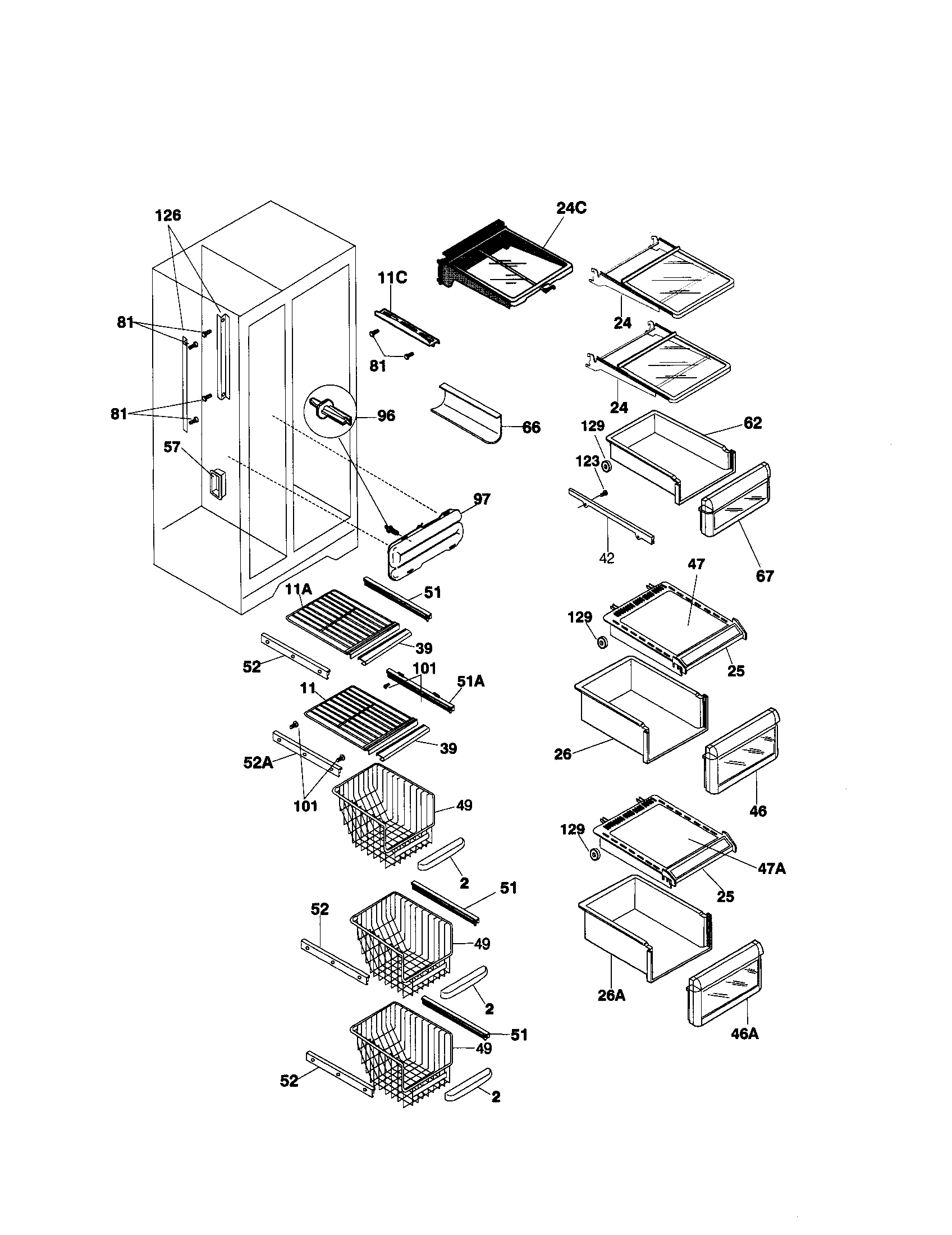 Kenmore 25359689993 shelves diagram