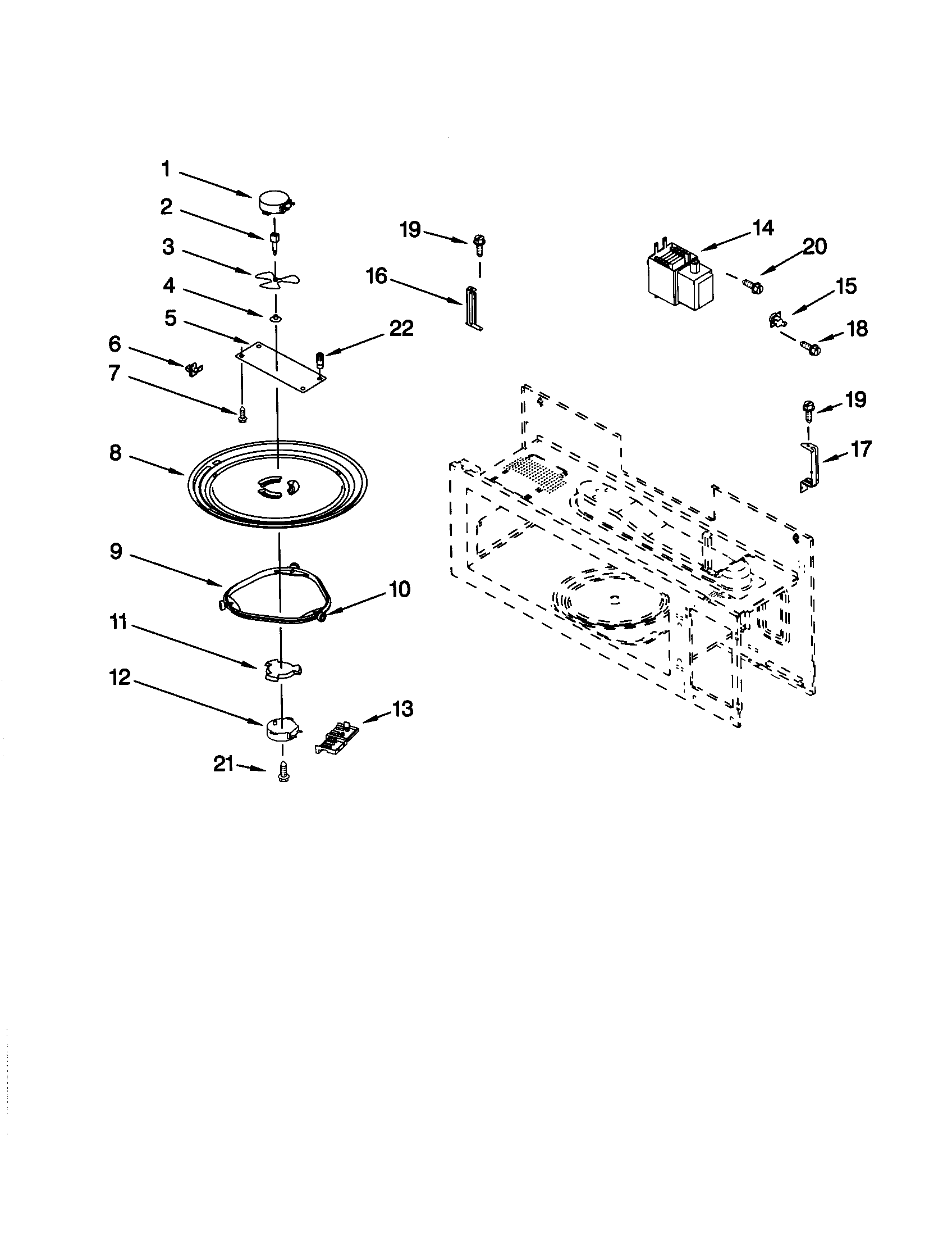 Kenmore 66560659000 magnetron and turntable diagram