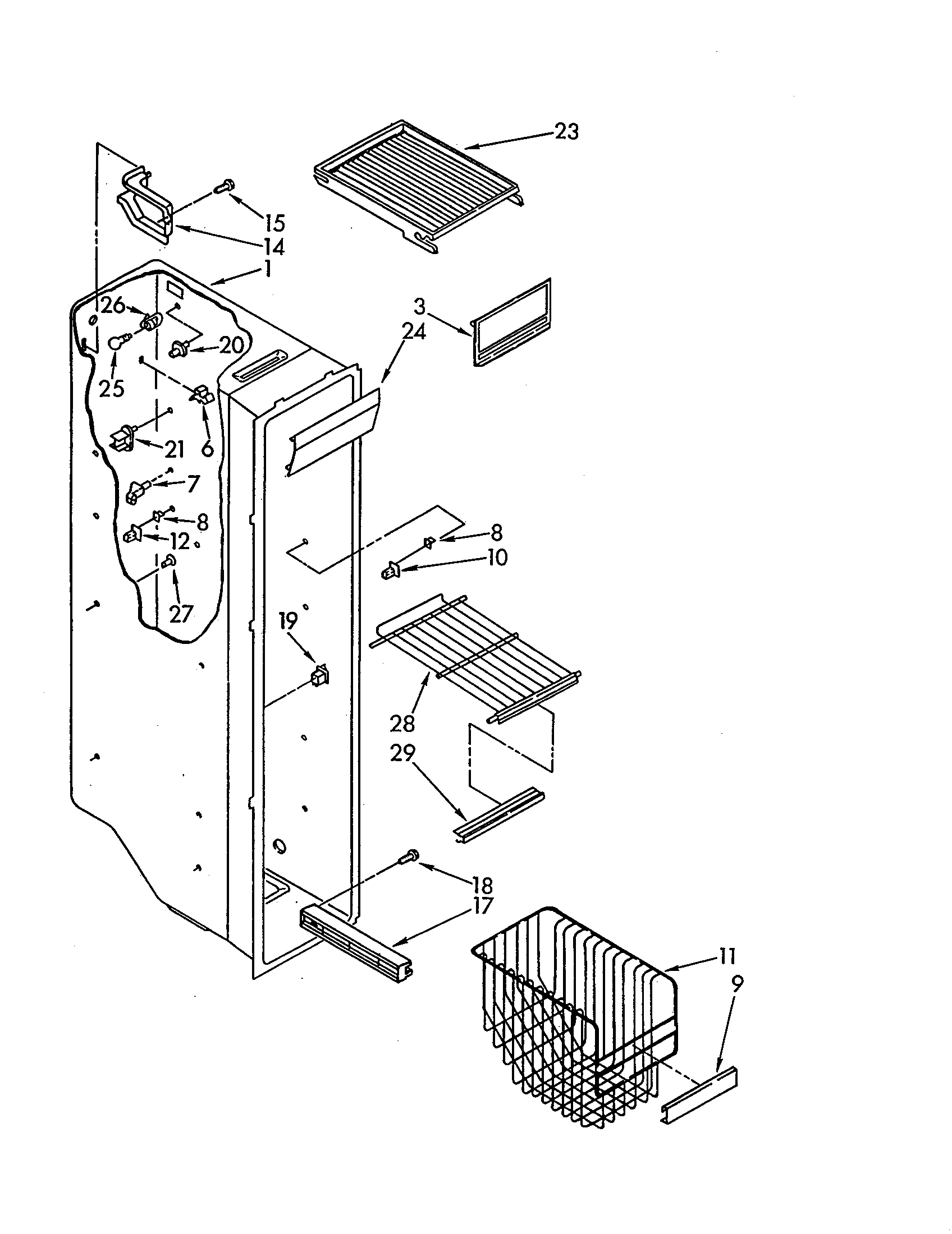 Whirlpool ED25PWXAN01 freezer liner diagram