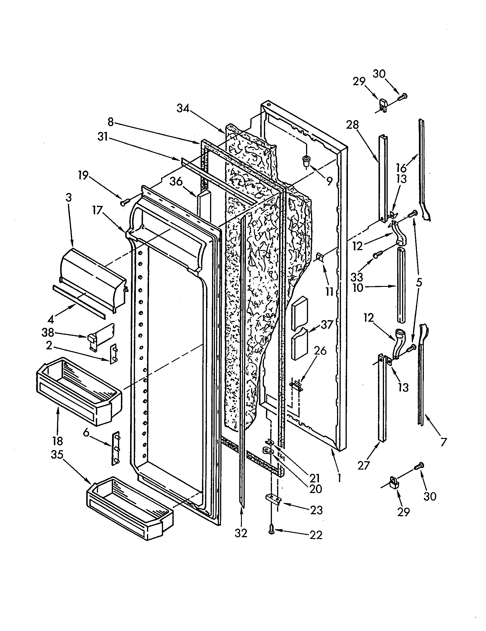 Whirlpool ED25PWXAN01 refrigerator door diagram