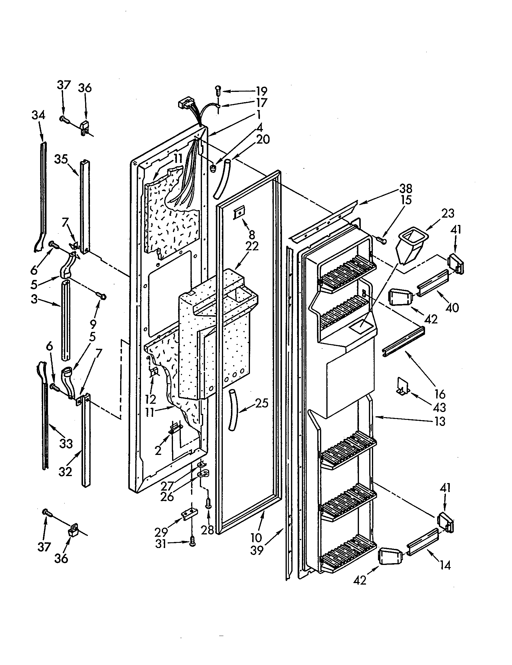 Whirlpool ED25PWXAN01 freezer door diagram