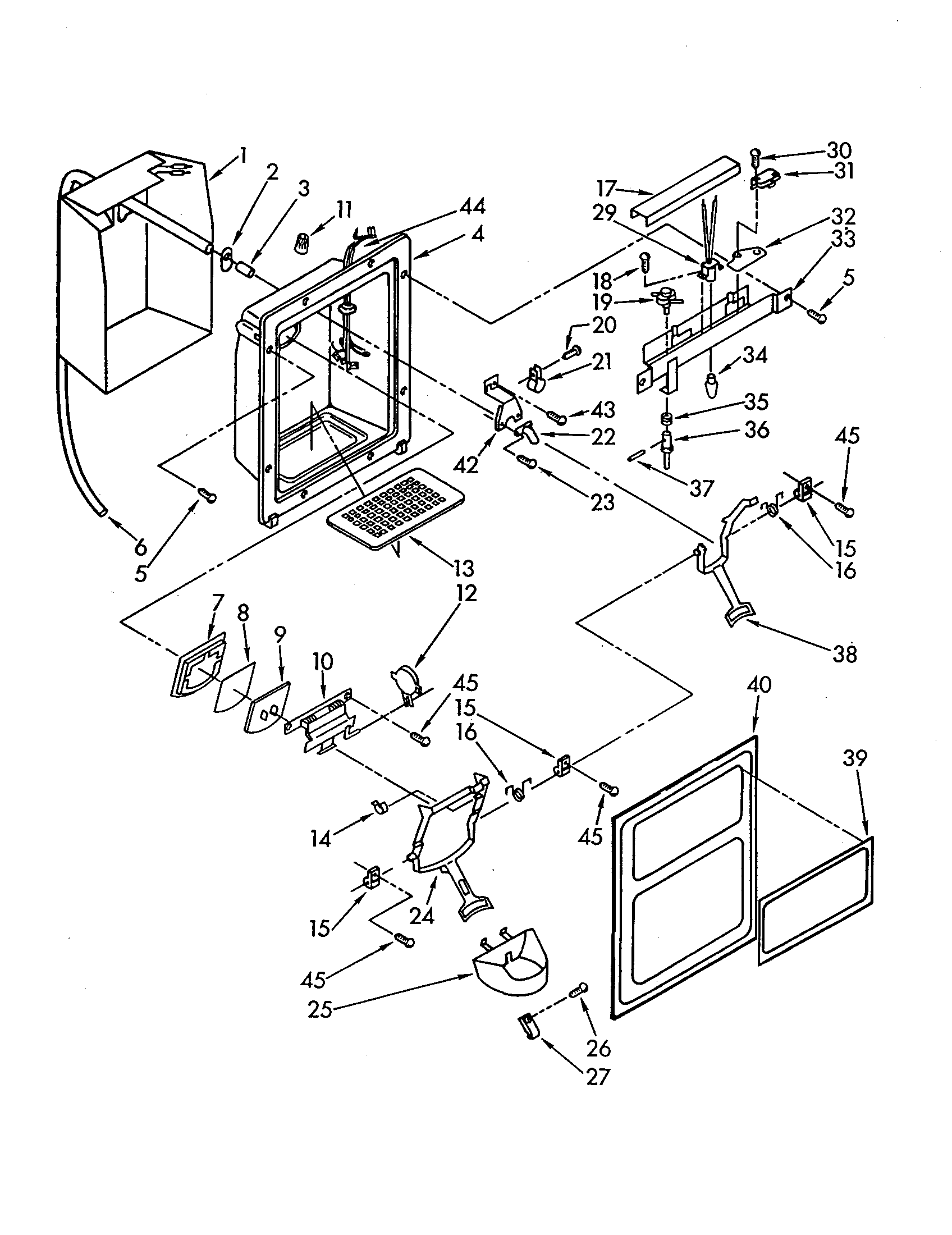 Whirlpool ED25PWXAN01 dispenser front diagram
