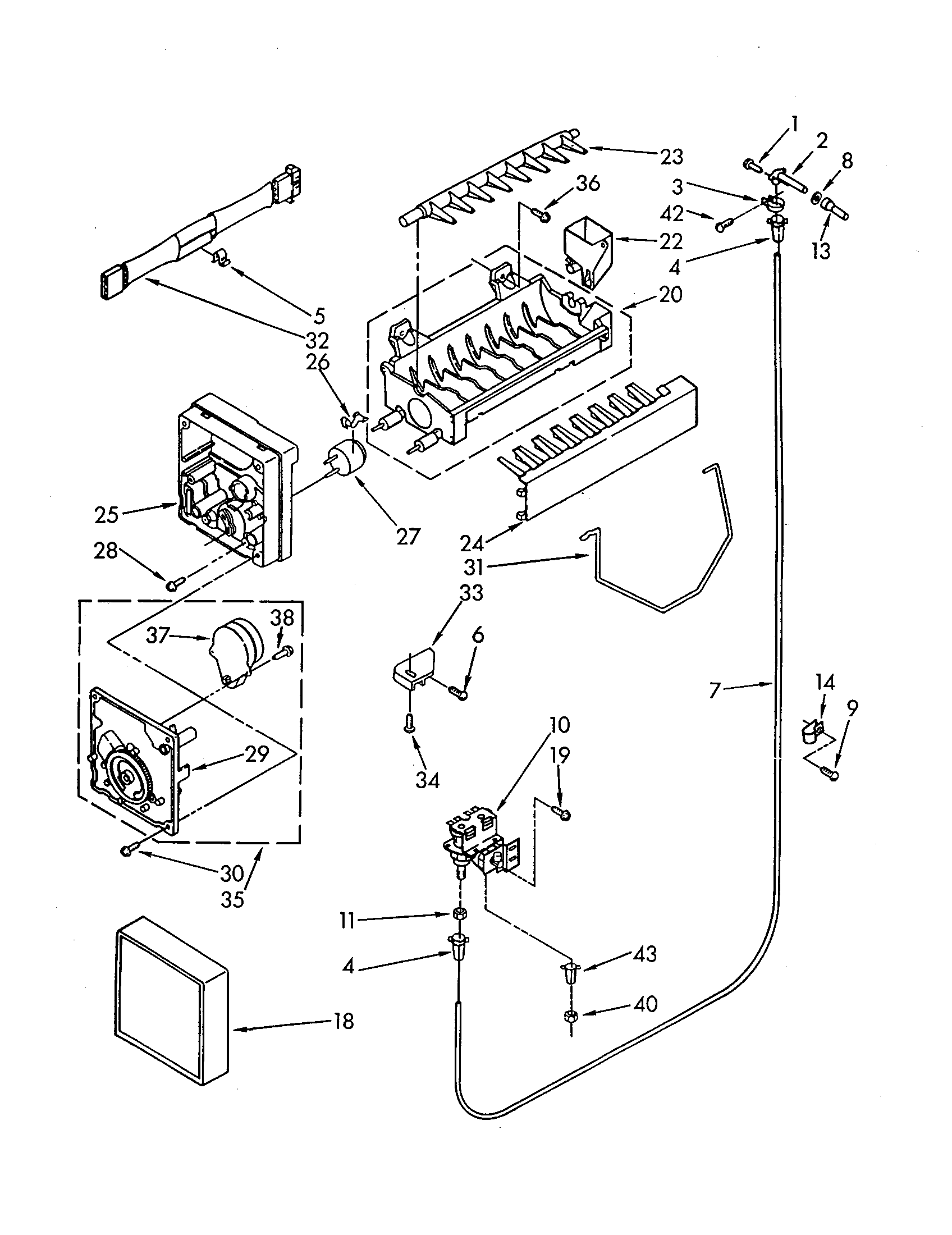 Whirlpool ED25PWXAN01 icemaker diagram