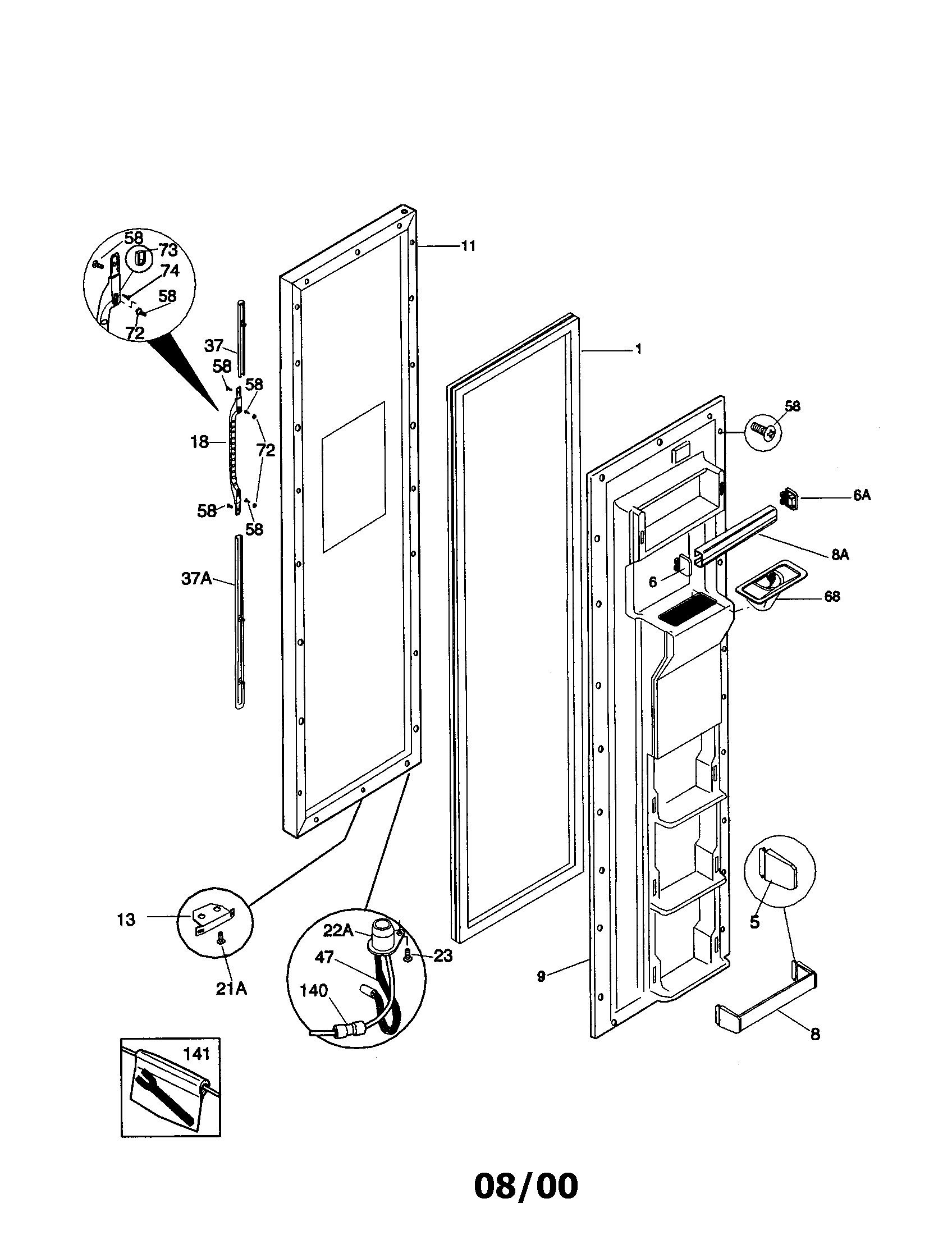 Kenmore 2535808789A freezer door diagram