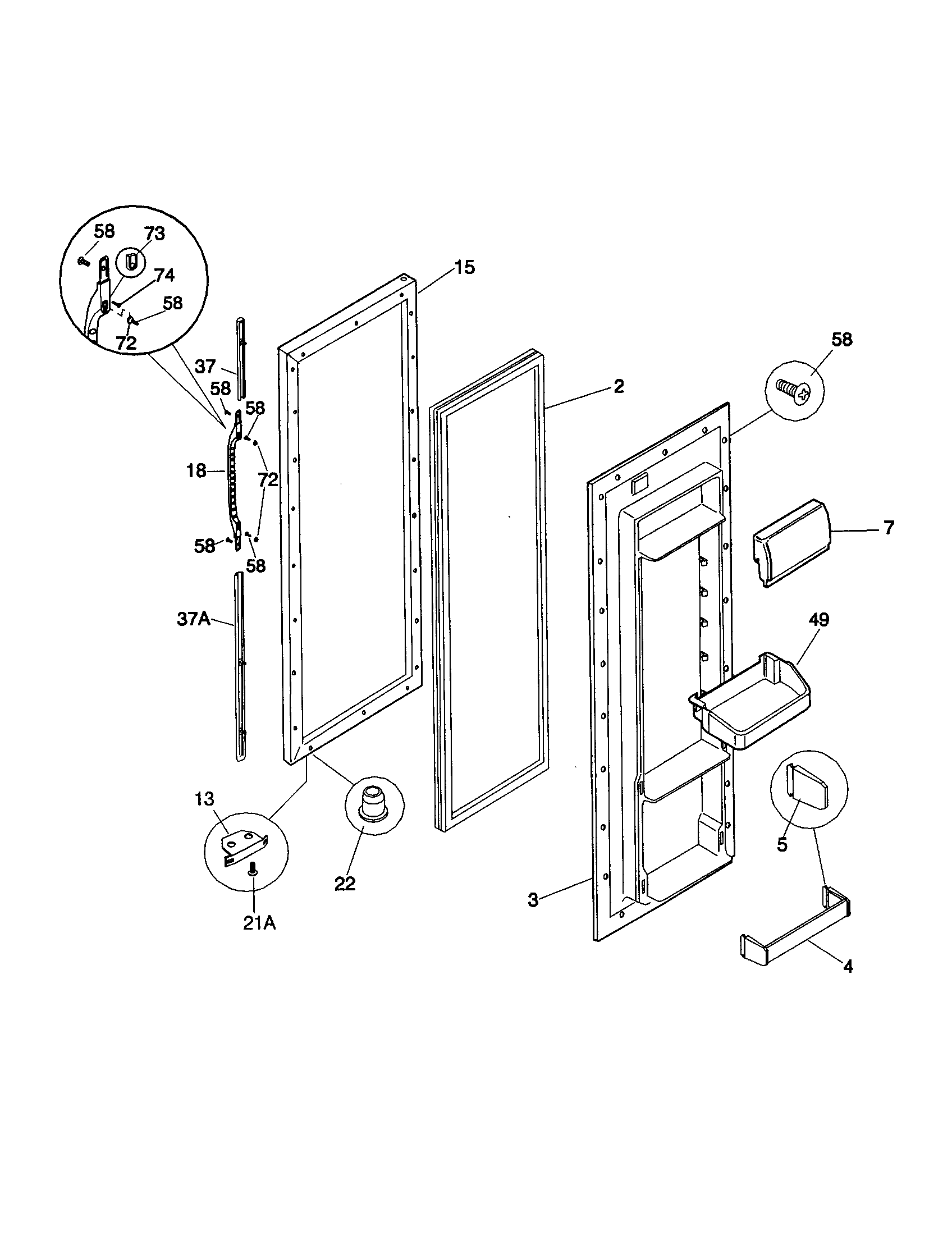 Kenmore 2535808789A refrigerator door diagram