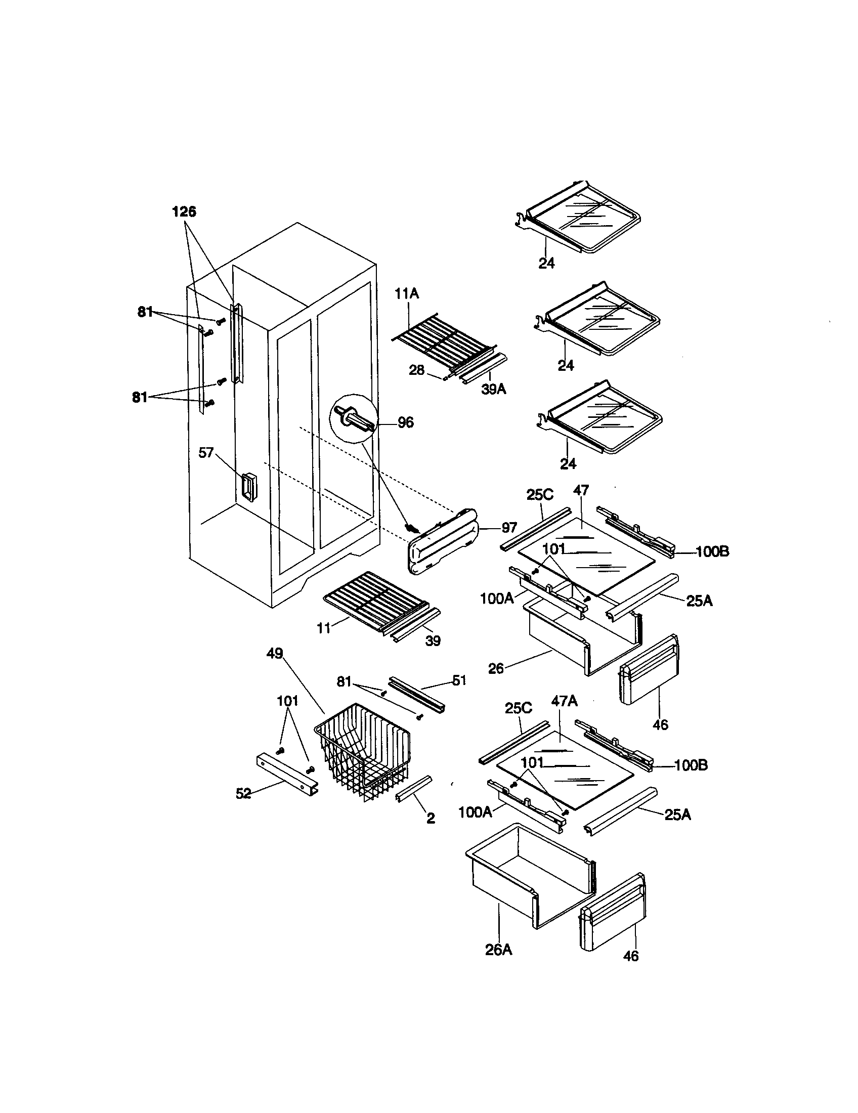 Kenmore 2535808789A shelves diagram