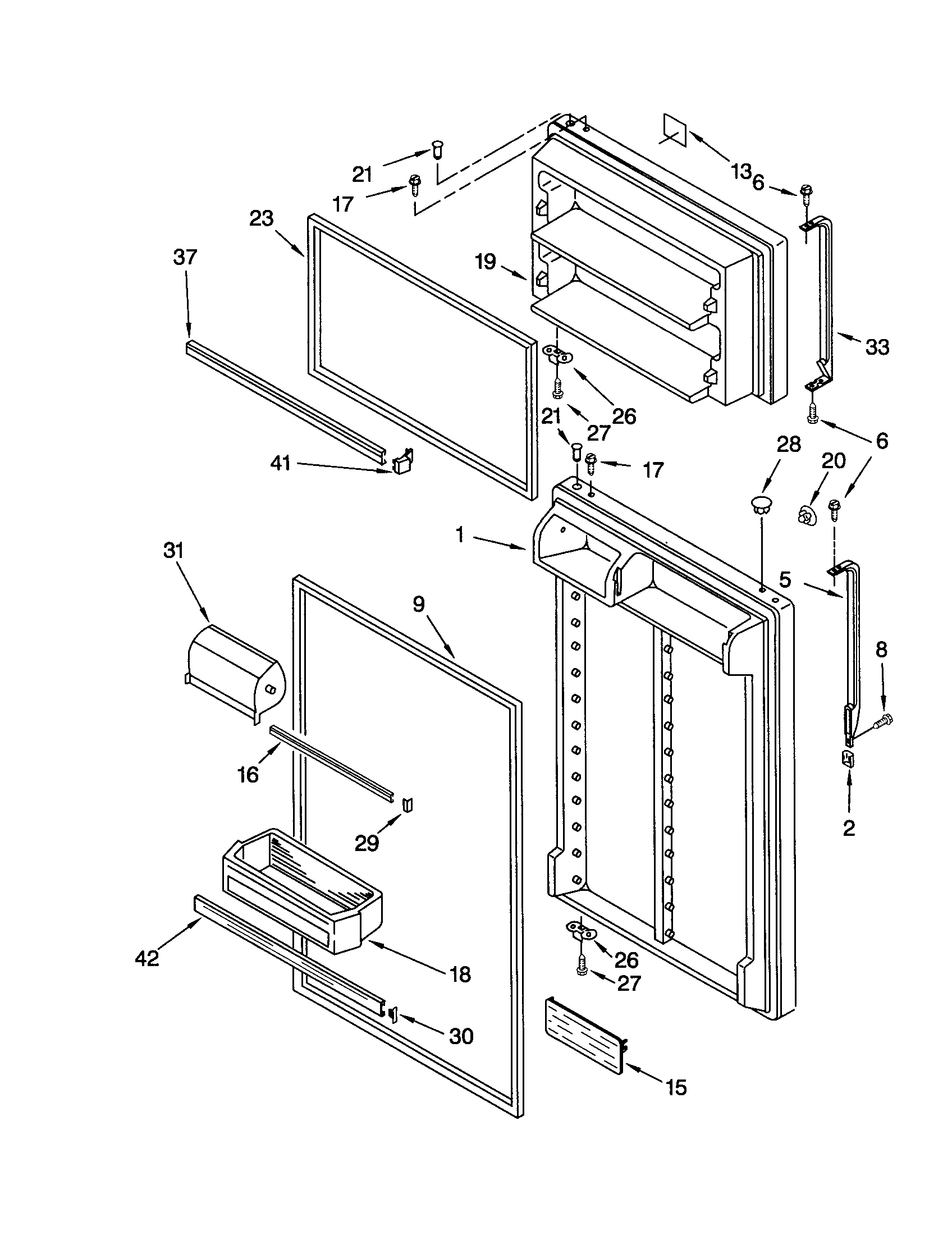 Whirlpool ET18LKXHN00 door diagram