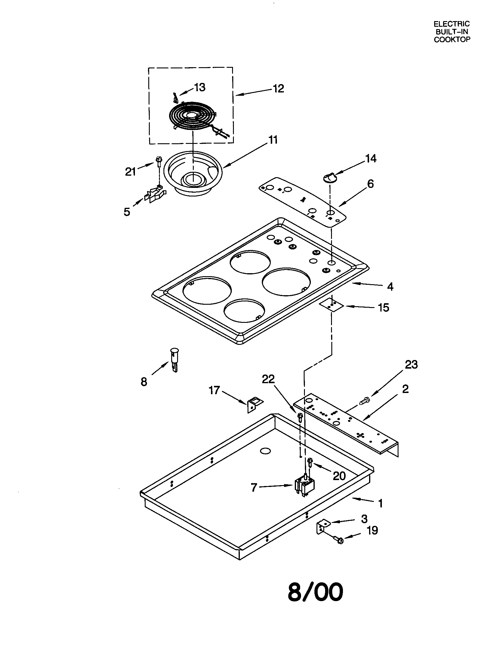 Whirlpool RCS3614GS0 cooktop diagram