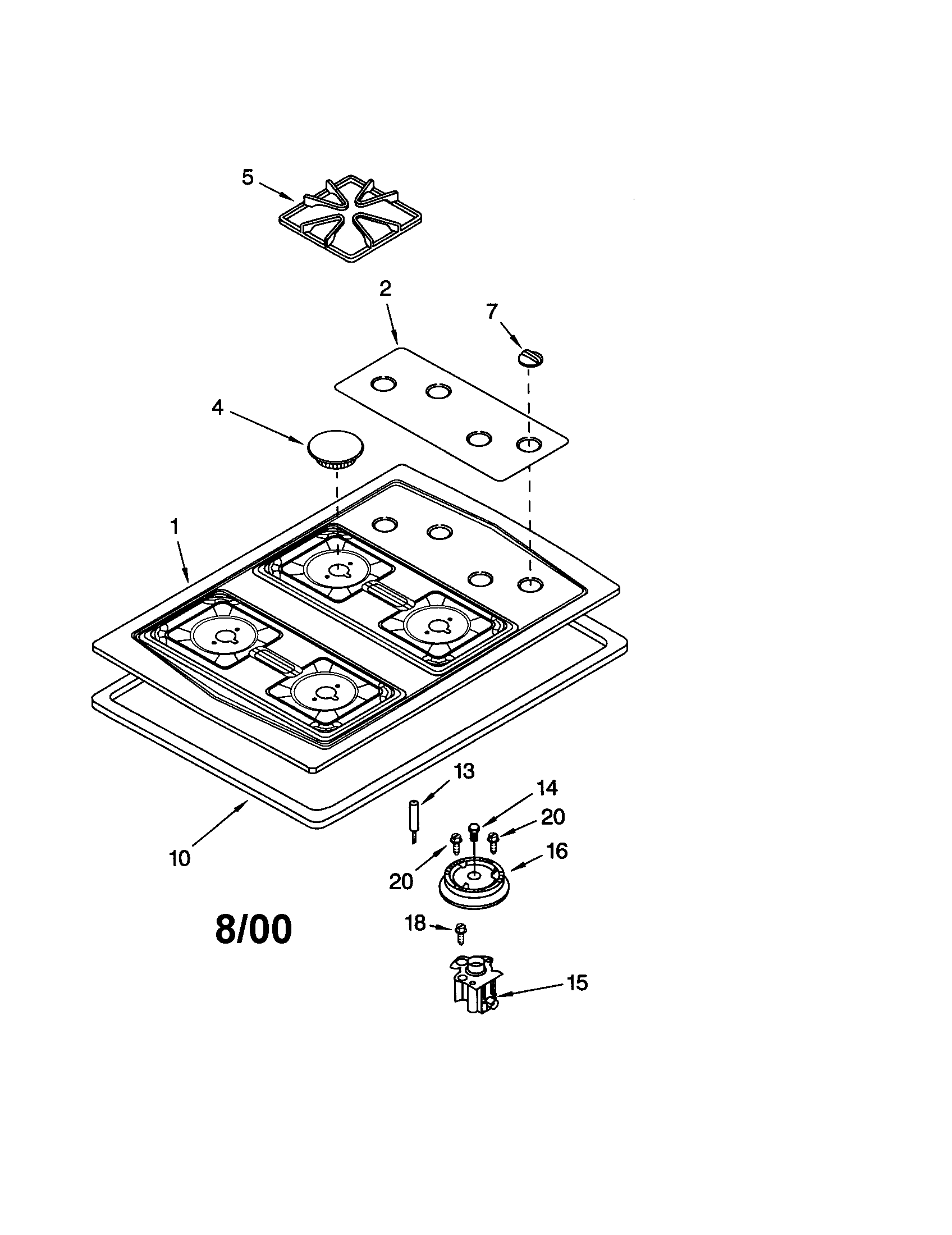 Whirlpool SCS3014GZ1 cooktop diagram
