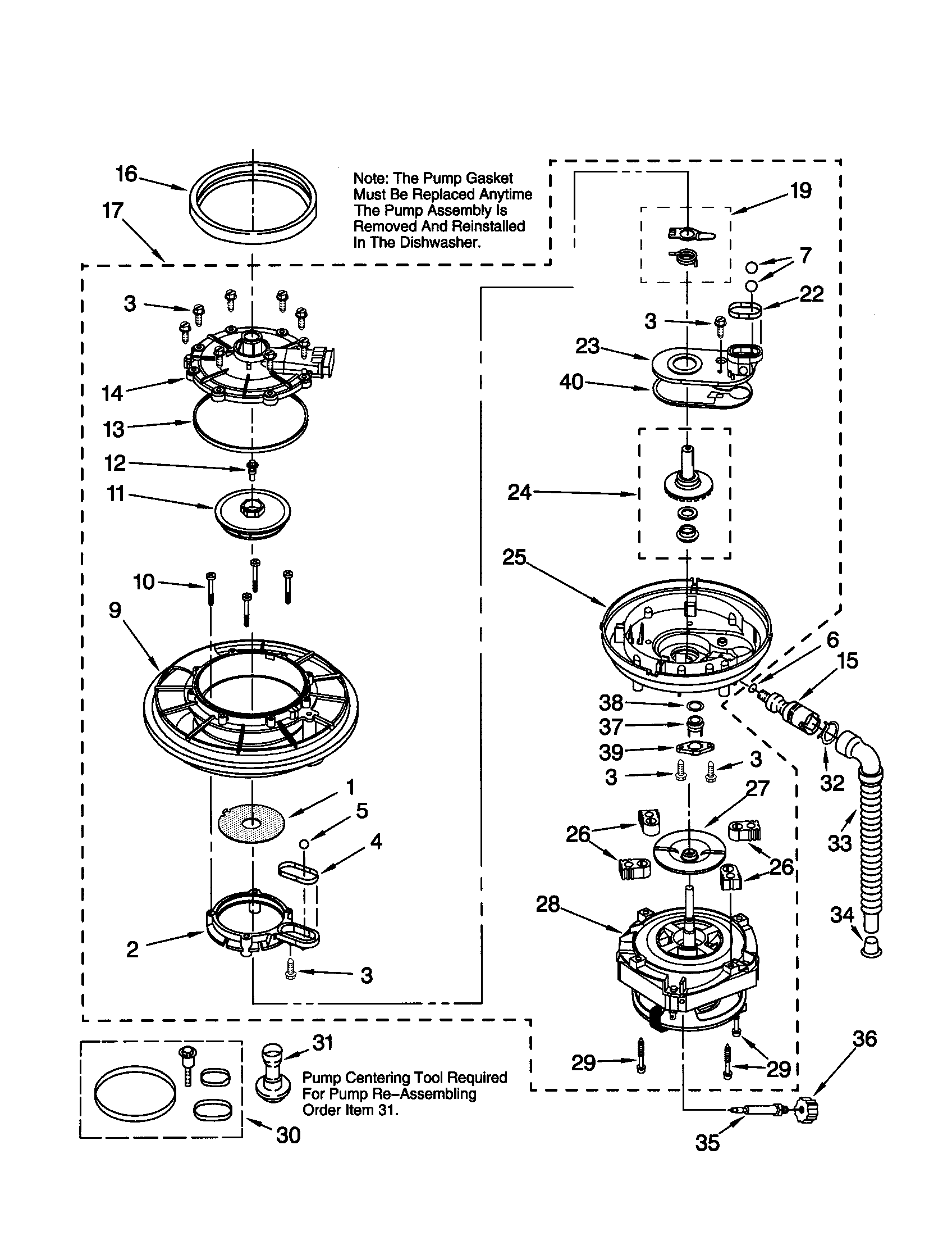 Kenmore 66516634000 pump and motor diagram