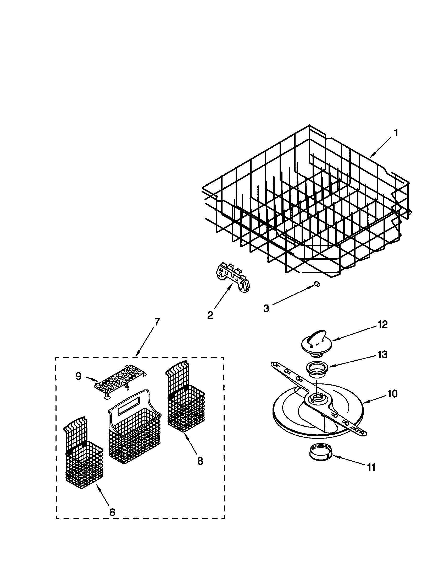 Kenmore 66516634000 lower dishrack diagram