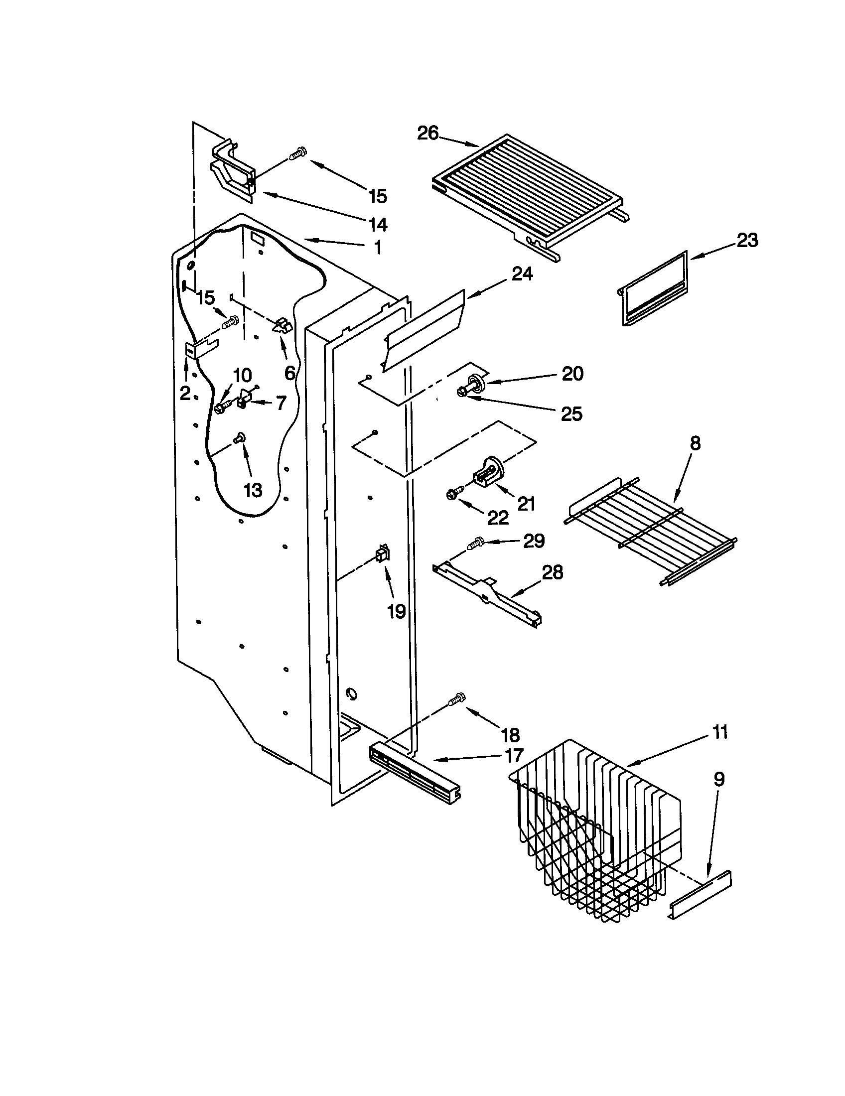 Kenmore 10650567992 freezer liner diagram