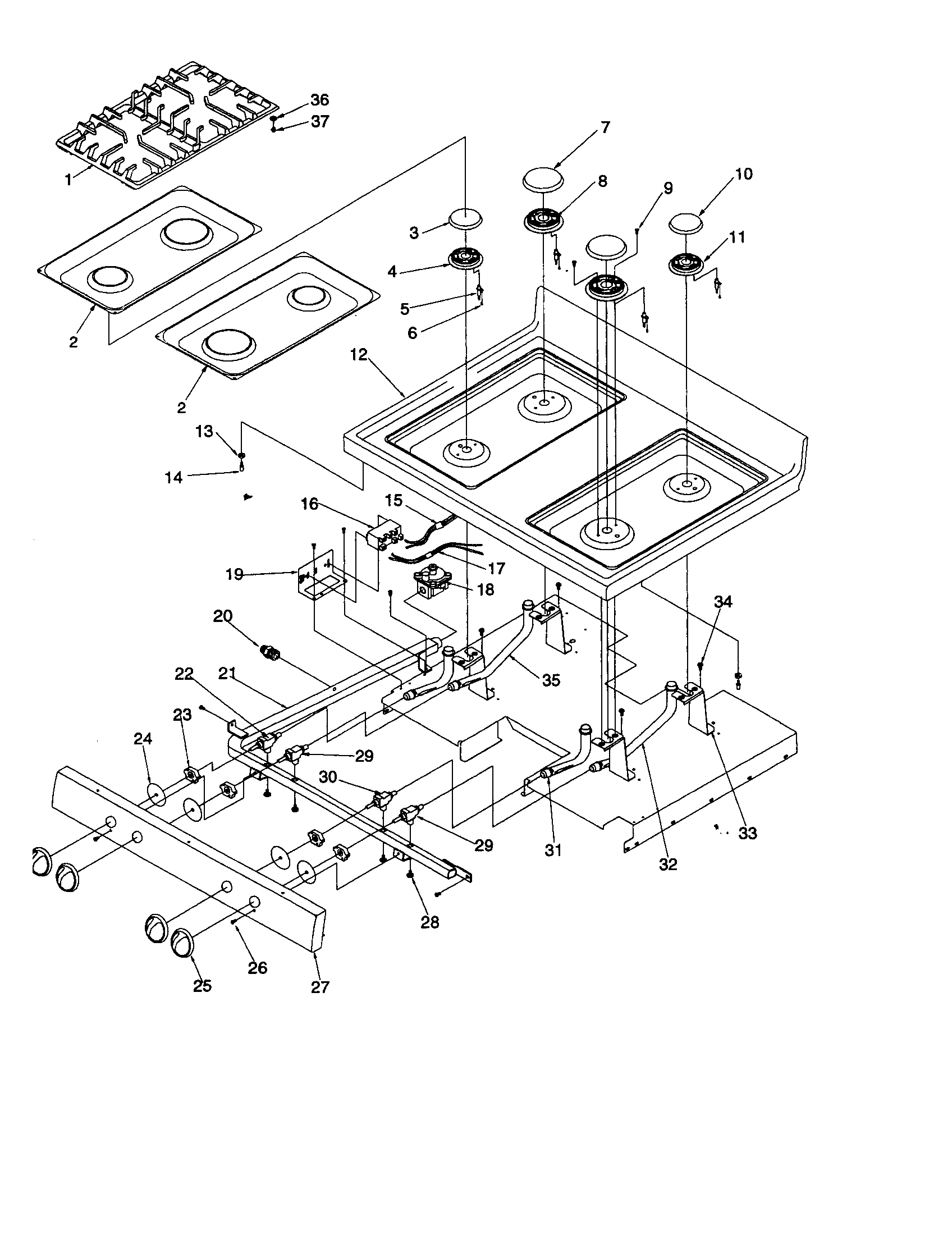 Amana ARG7800LL-P1143385NLL main top diagram