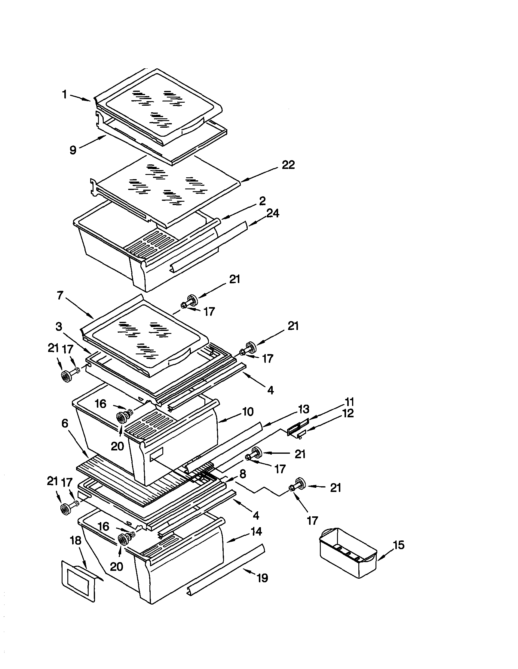 Kenmore 10659594993 refrigerator shelf diagram