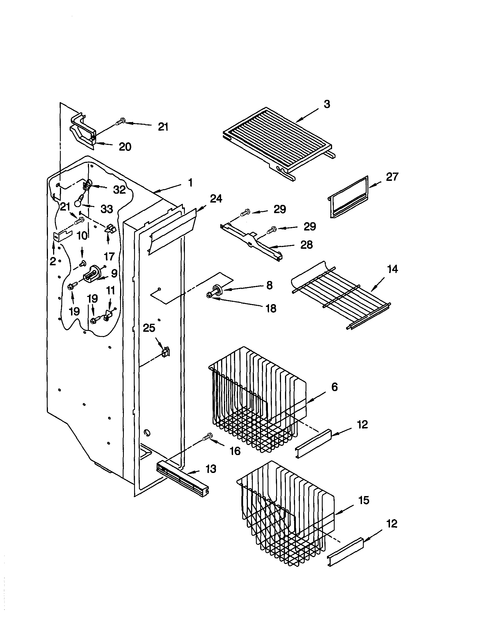 Kenmore 10659594993 freezer liner diagram
