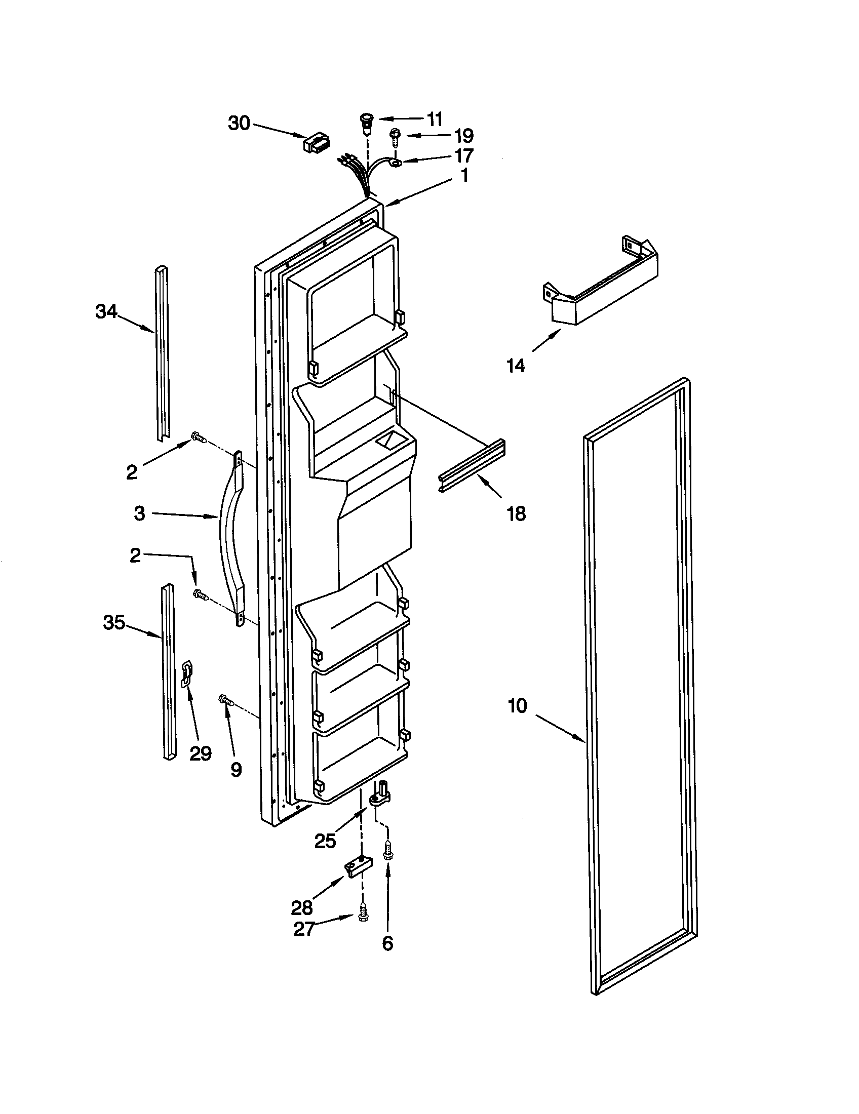 Kenmore 10659082894 freezer door diagram
