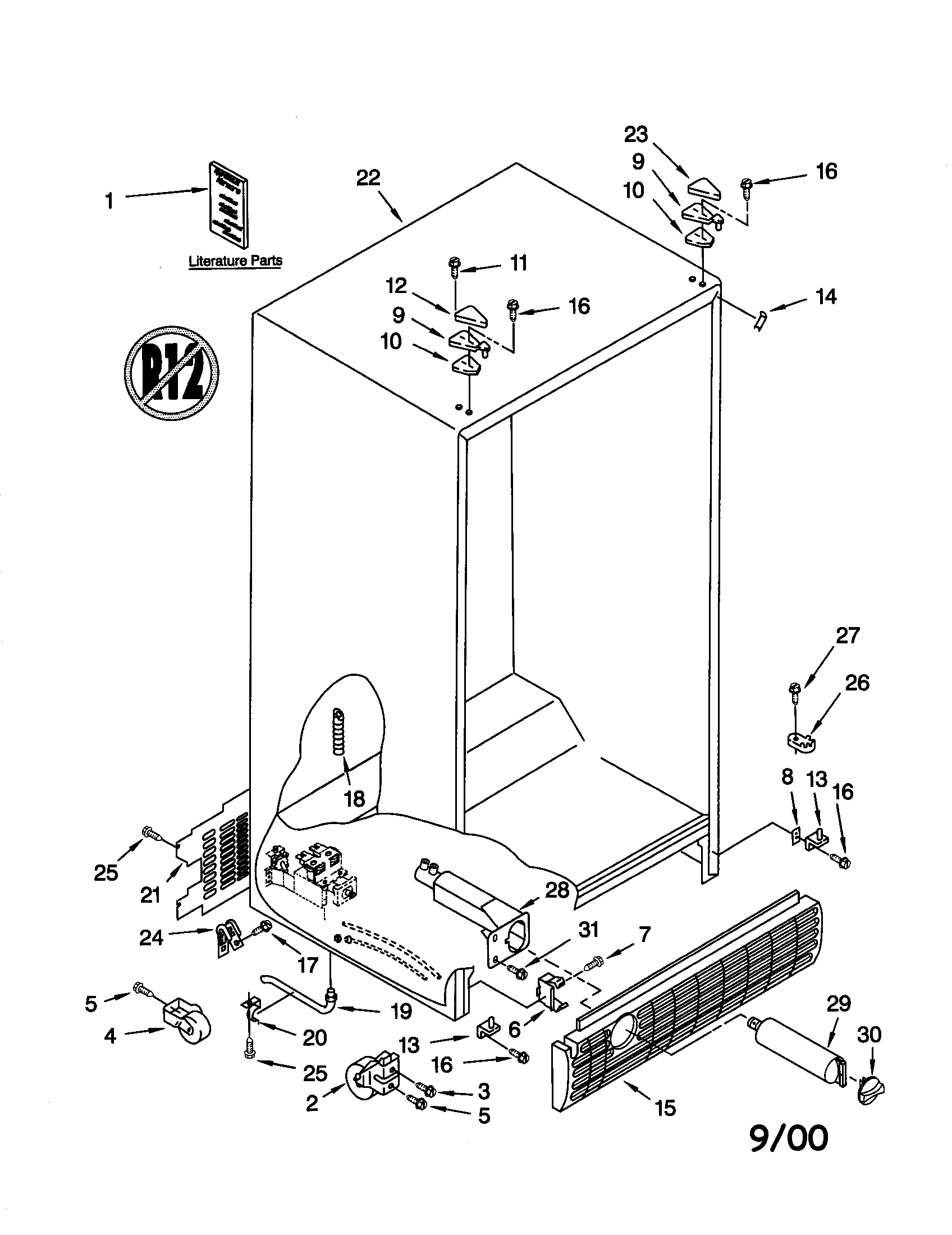 Kenmore 10659509993 cabinet diagram