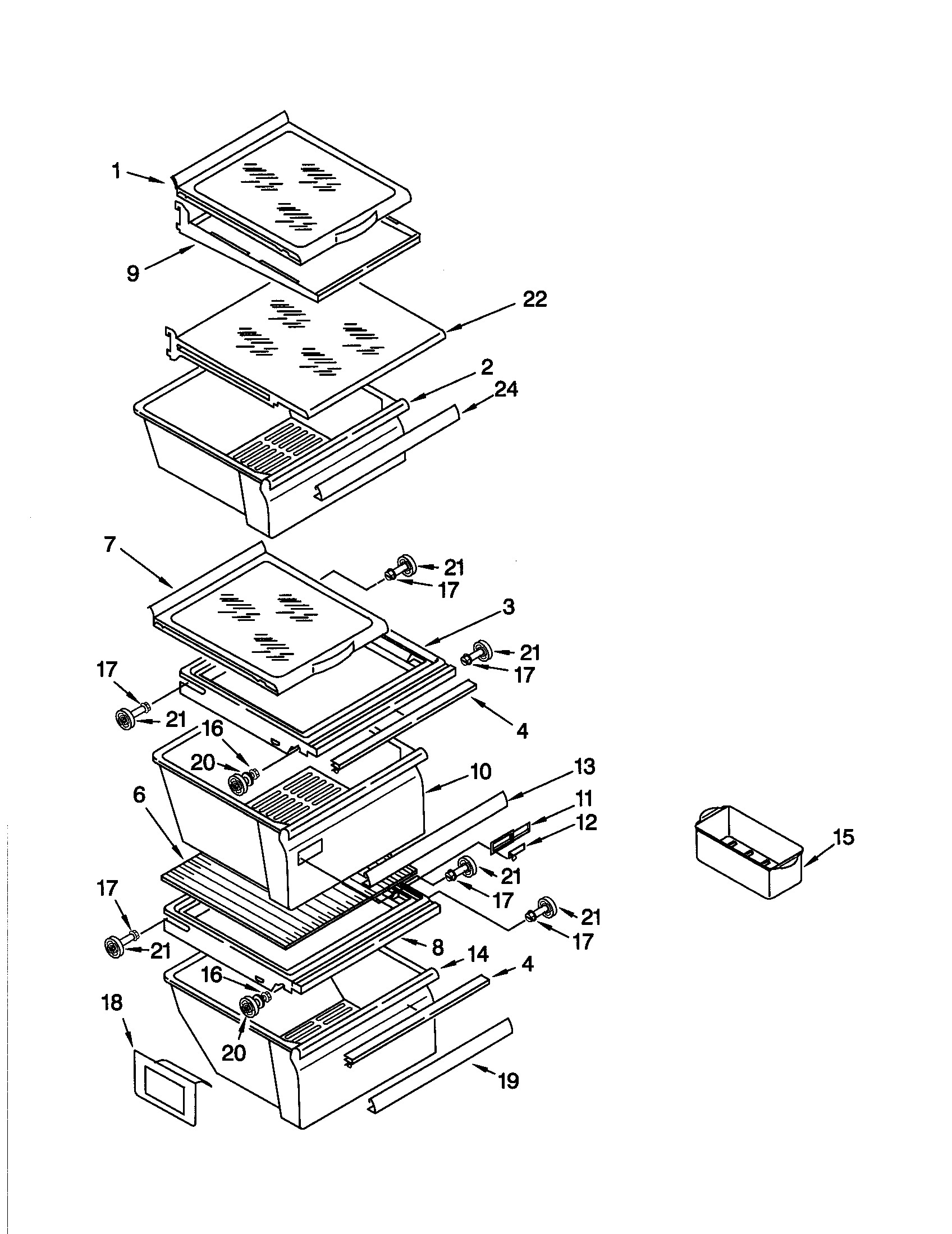 Kenmore 10659799993 refrigerator shelf diagram