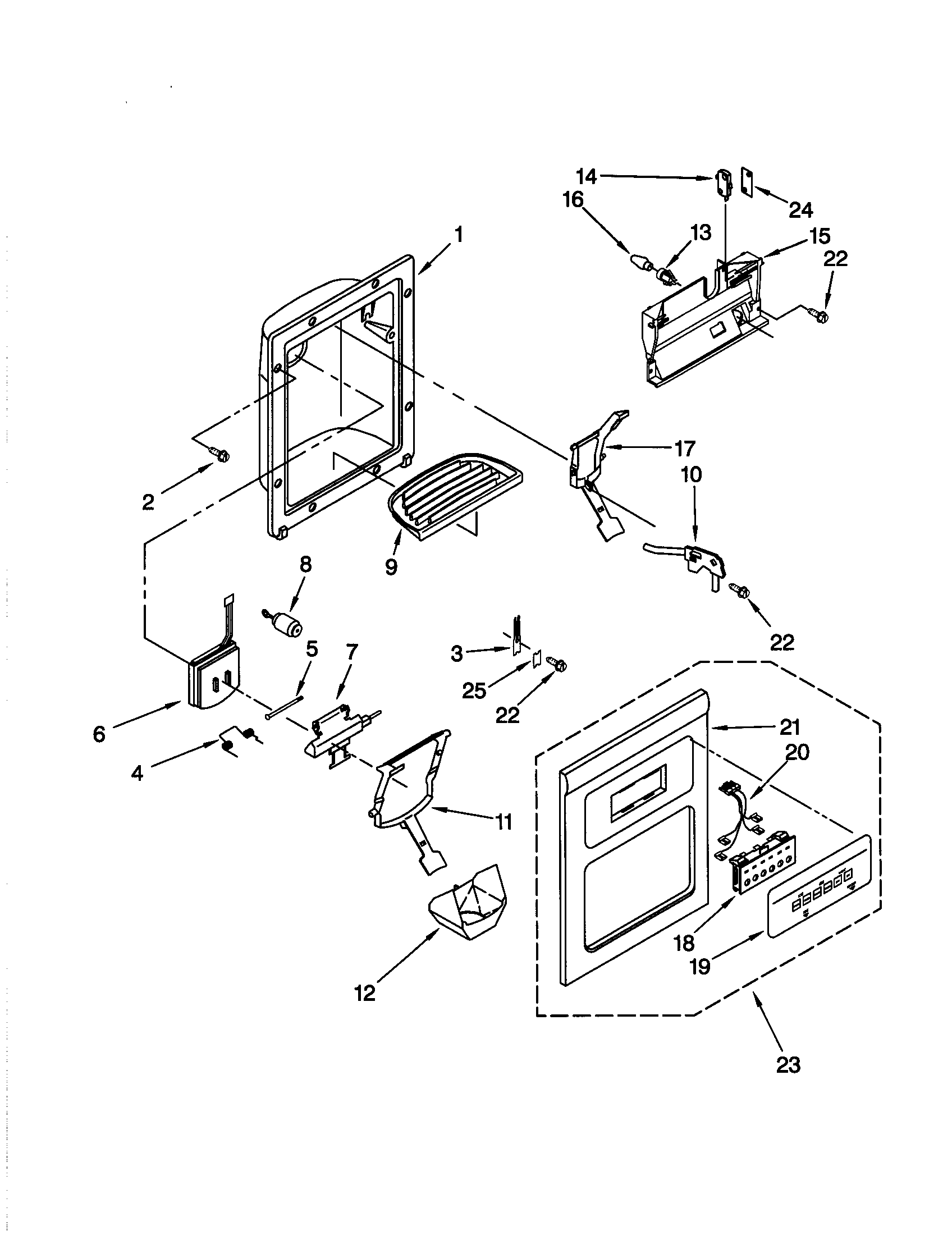 Kenmore 10659799993 dispenser front diagram