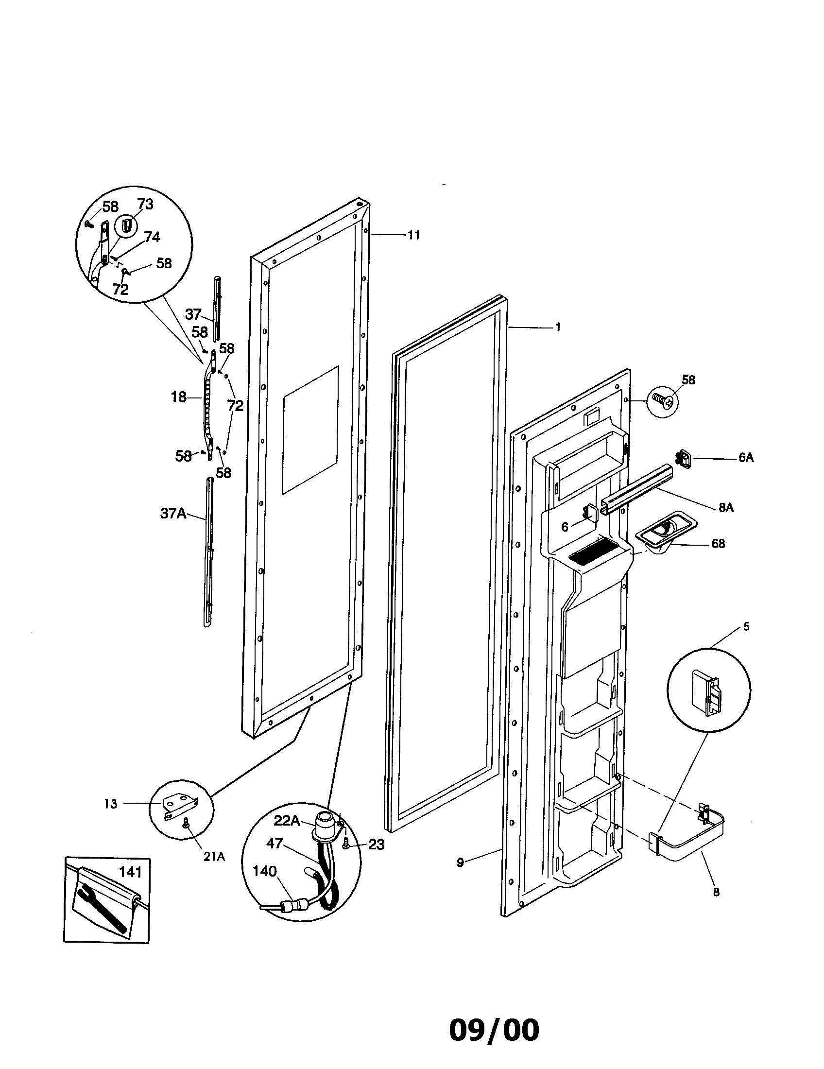 Kenmore 25350689001 freezer door diagram