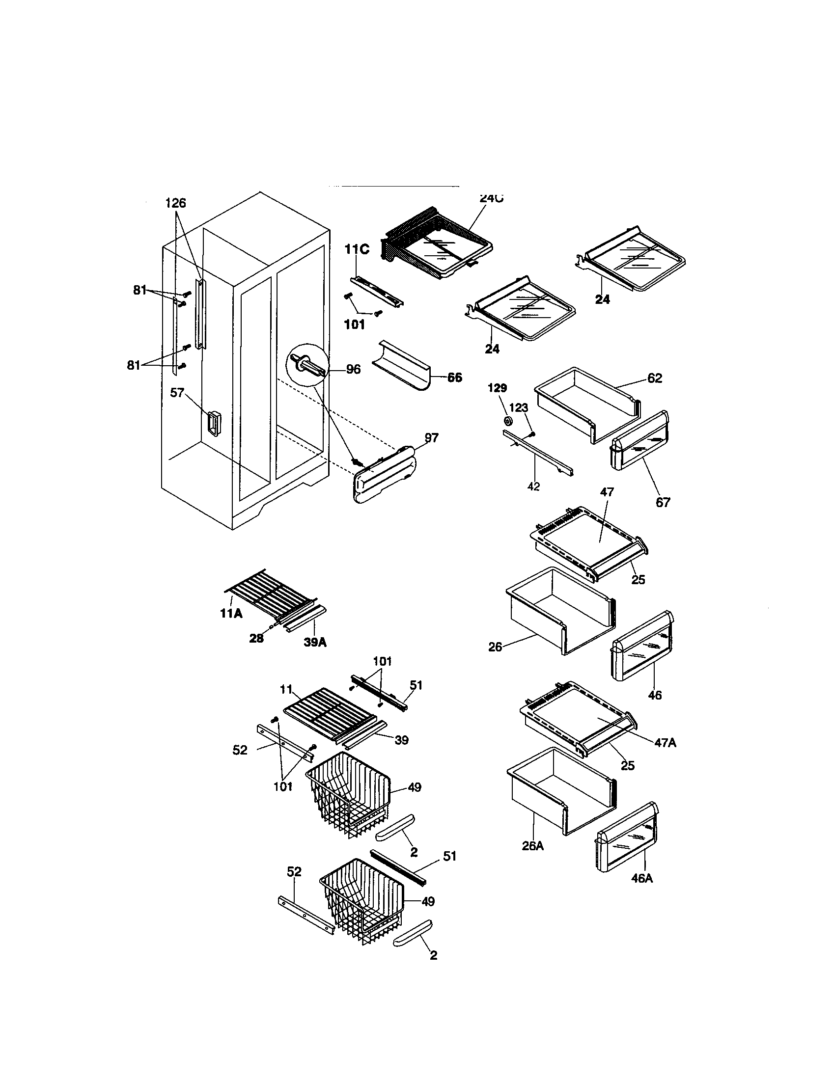 Kenmore 25350689001 shelves diagram
