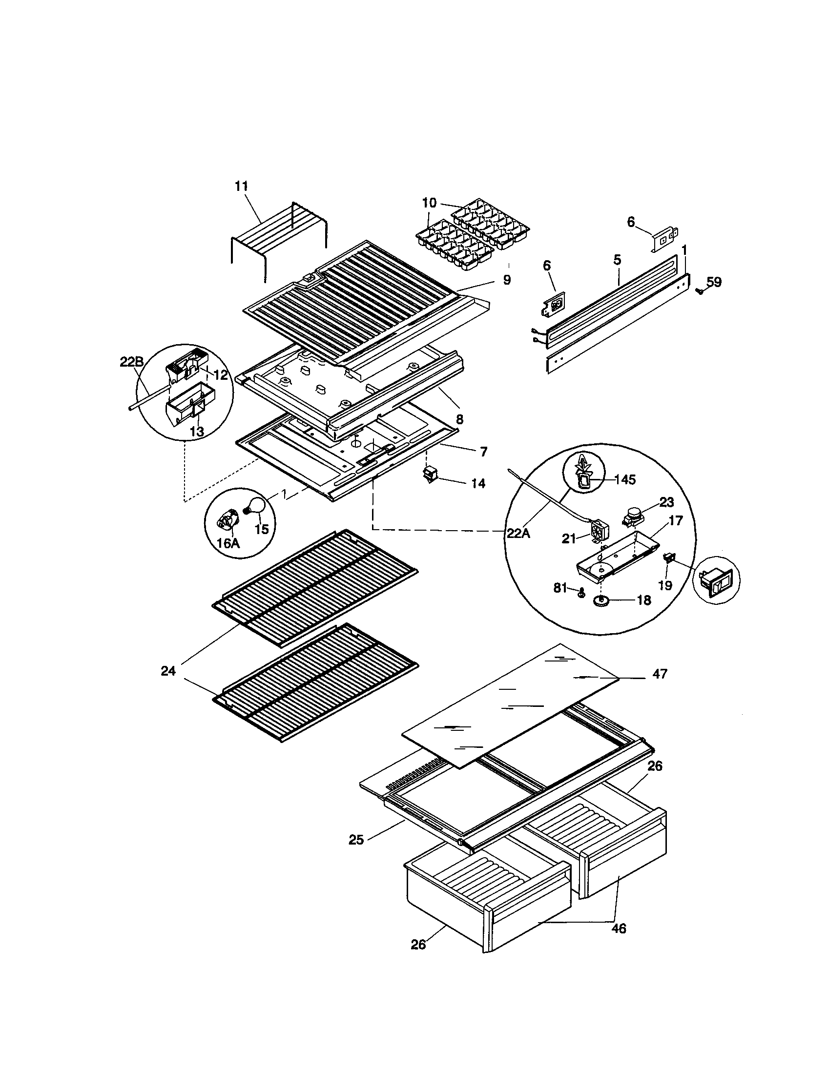 Kenmore 25336800893 shelves diagram