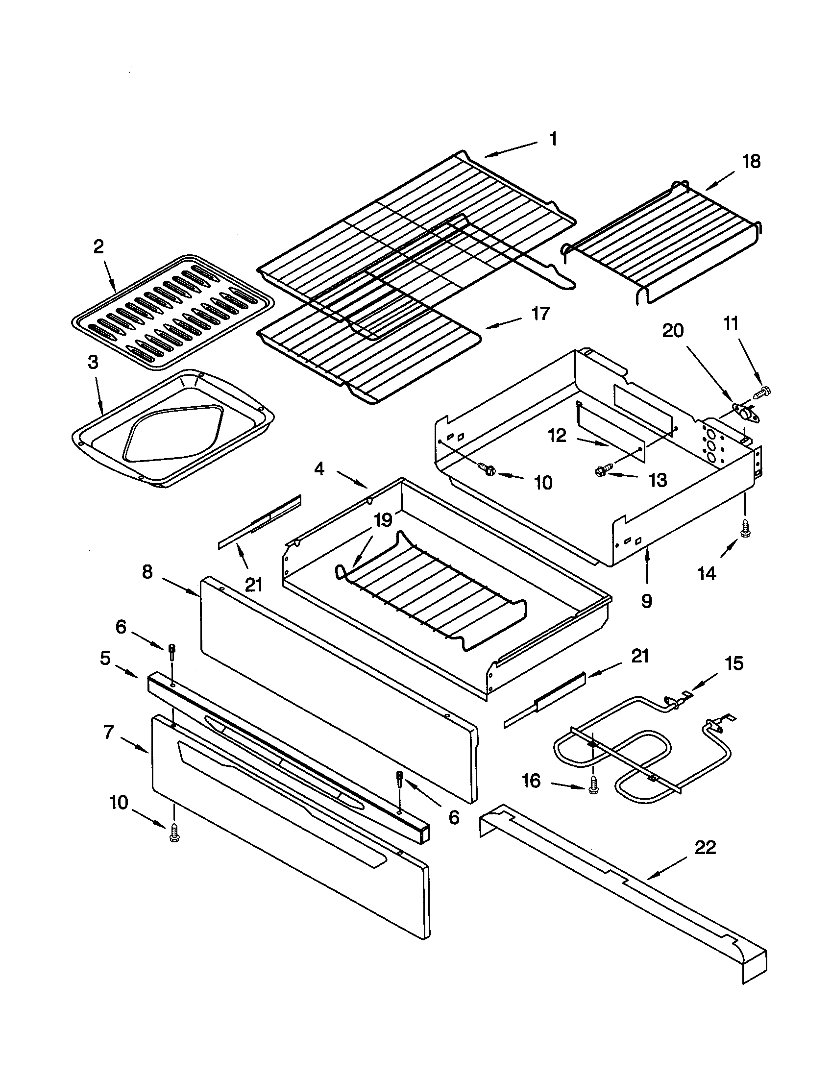 Kenmore 66575849002 warming drawer and broiler diagram
