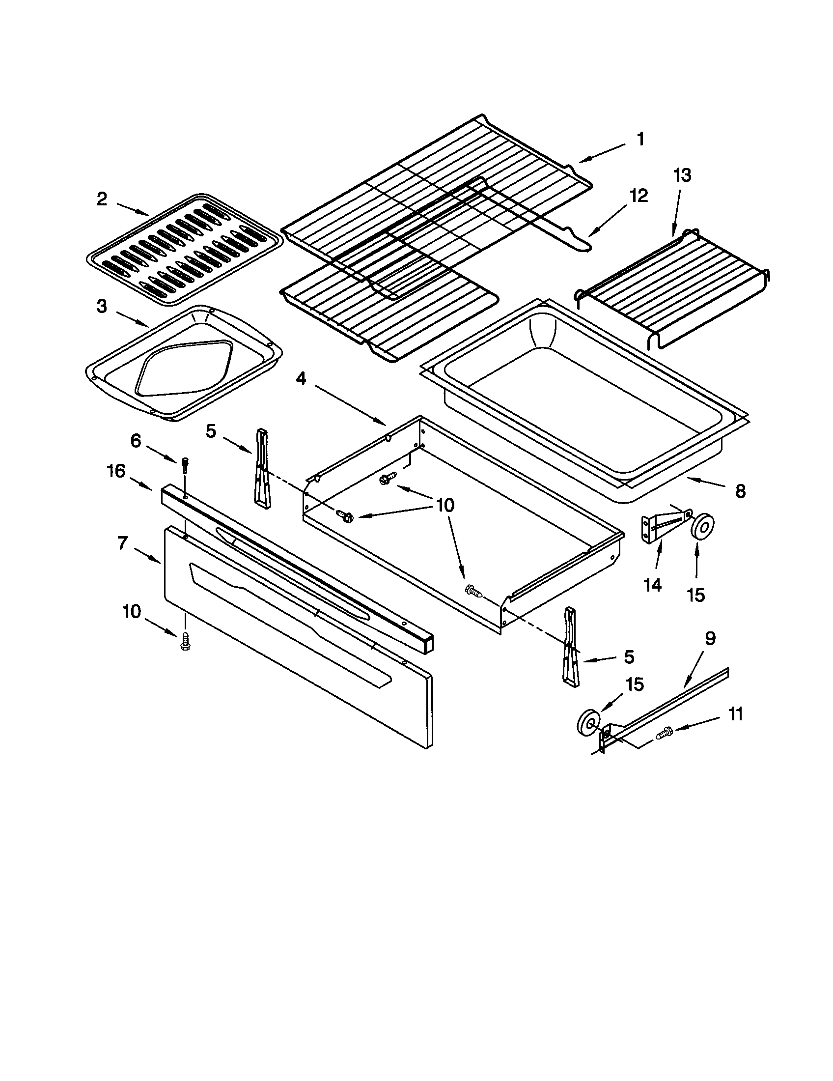 Kenmore 66575824001 drawer and broiler diagram
